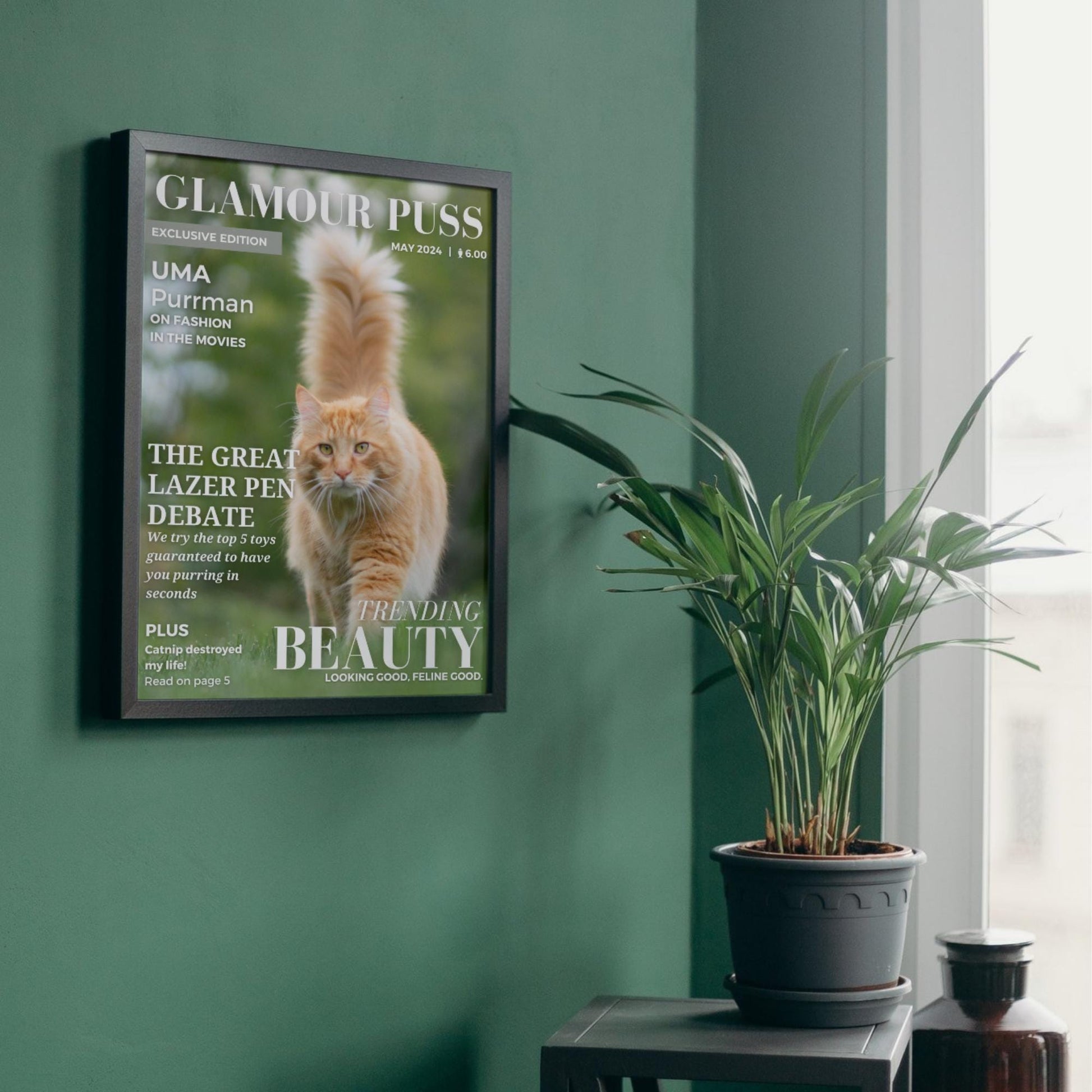 Custom Pet Photo Magazine Cover, Personalised Cat Poster, Fast Design & Shipping, Cat Portraits, Your Cat On a Magazine Cover Wall Art