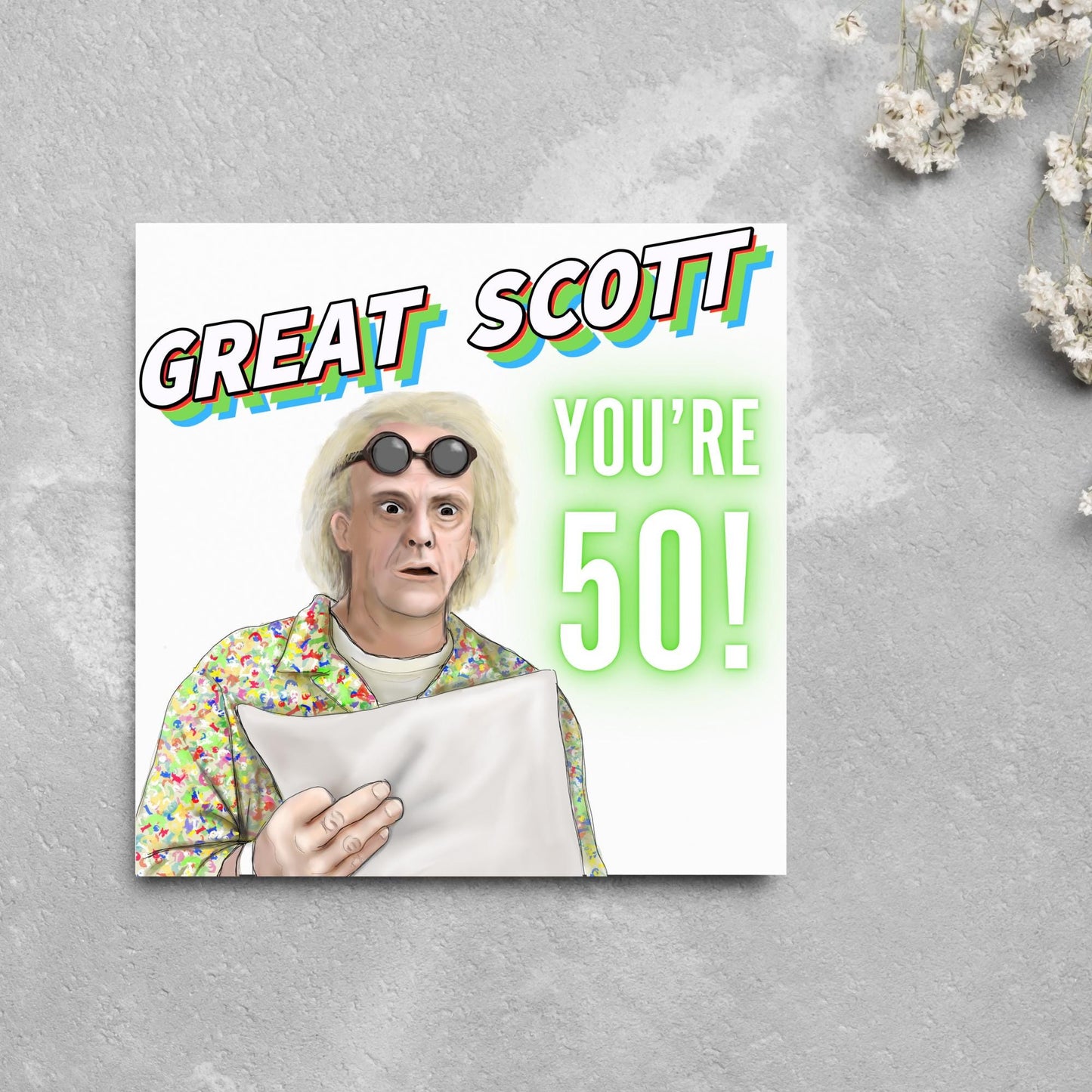 Personalised Back to the Future Birthday Card, Great Scott Birthday Card, Doc Brown Birthday Card, Custom Age Card, 30th, 40th, 50th, 60th