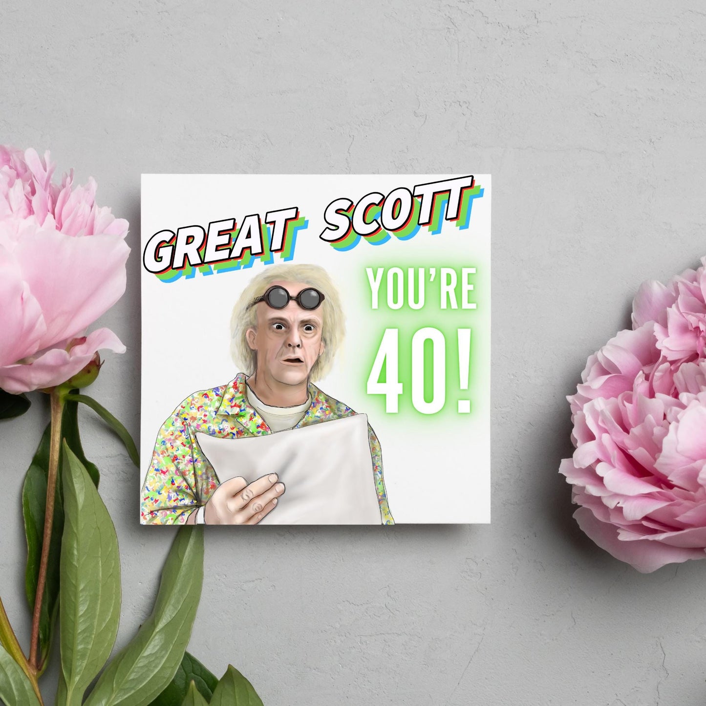 Personalised Back to the Future Birthday Card, Great Scott Birthday Card, Doc Brown Birthday Card, Custom Age Card, 30th, 40th, 50th, 60th