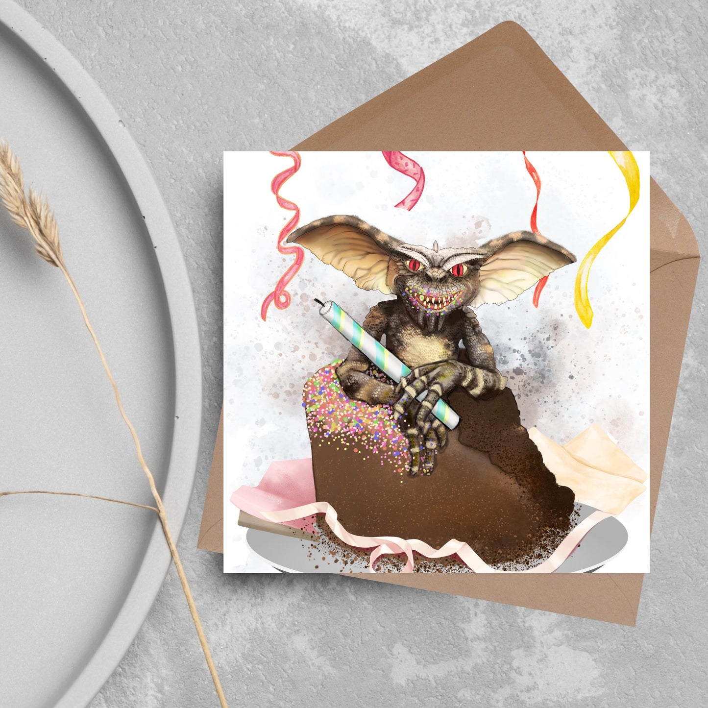 Gremlins Birthday Card, Stripe Gremlin, Birthday Card, Movie Card, 80's Movie Birthday Card, 50th Birthday, Cake Smash, 40th Birthday