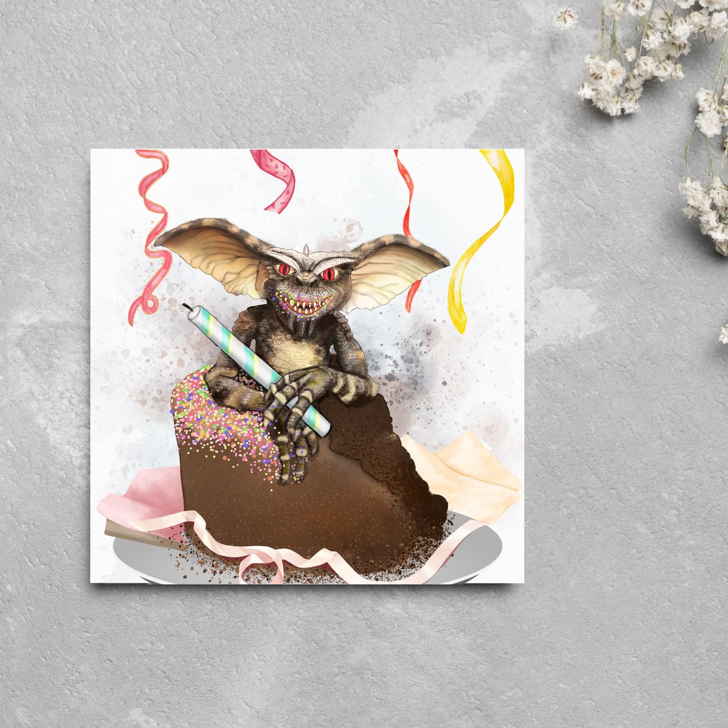 Gremlins Birthday Card, Stripe Gremlin, Birthday Card, Movie Card, 80's Movie Birthday Card, 50th Birthday, Cake Smash, 40th Birthday