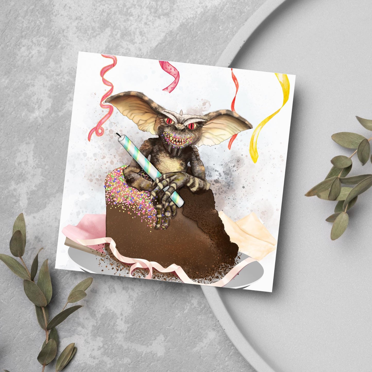 Gremlins Birthday Card, Stripe Gremlin, Birthday Card, Movie Card, 80's Movie Birthday Card, 50th Birthday, Cake Smash, 40th Birthday