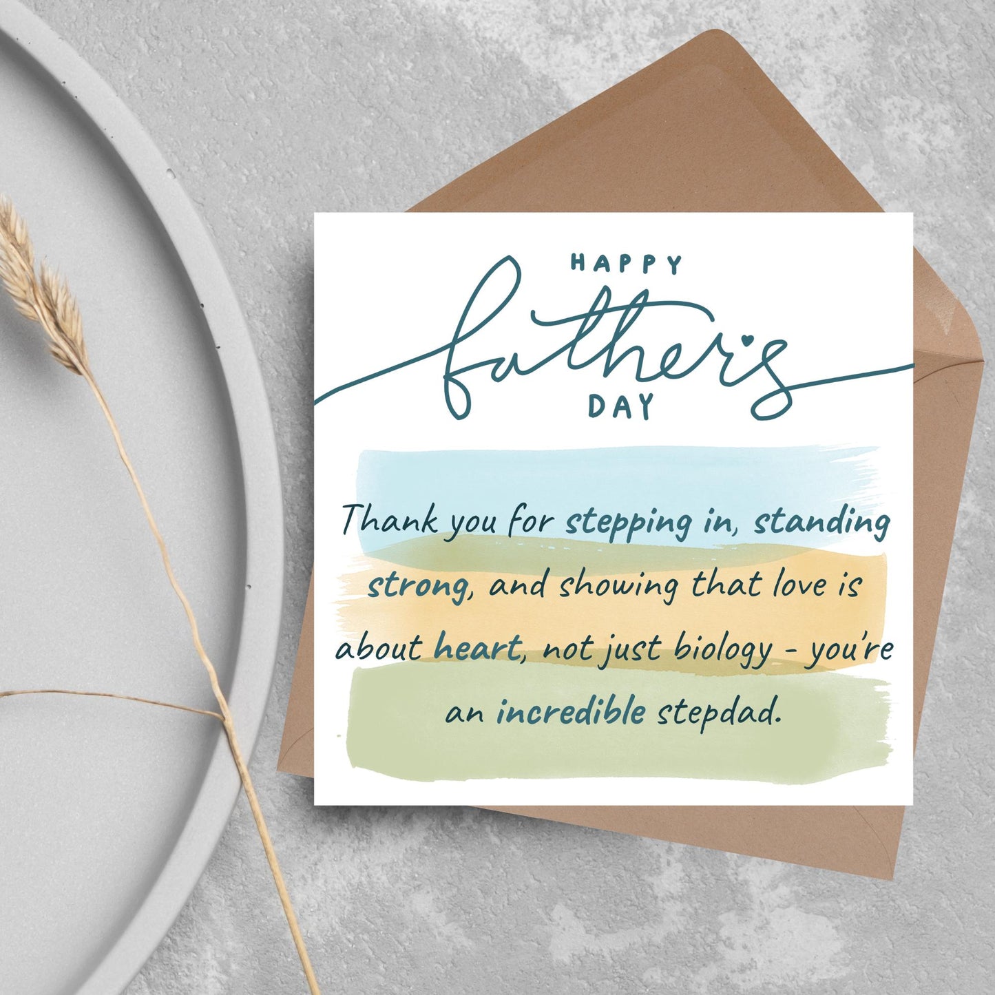 Step Dad Happy Father's Day Card, Step Father's Day Card, Card for Step Dad, Card from Stepdaughter, Card from Stepson, Thankyou Stepfather