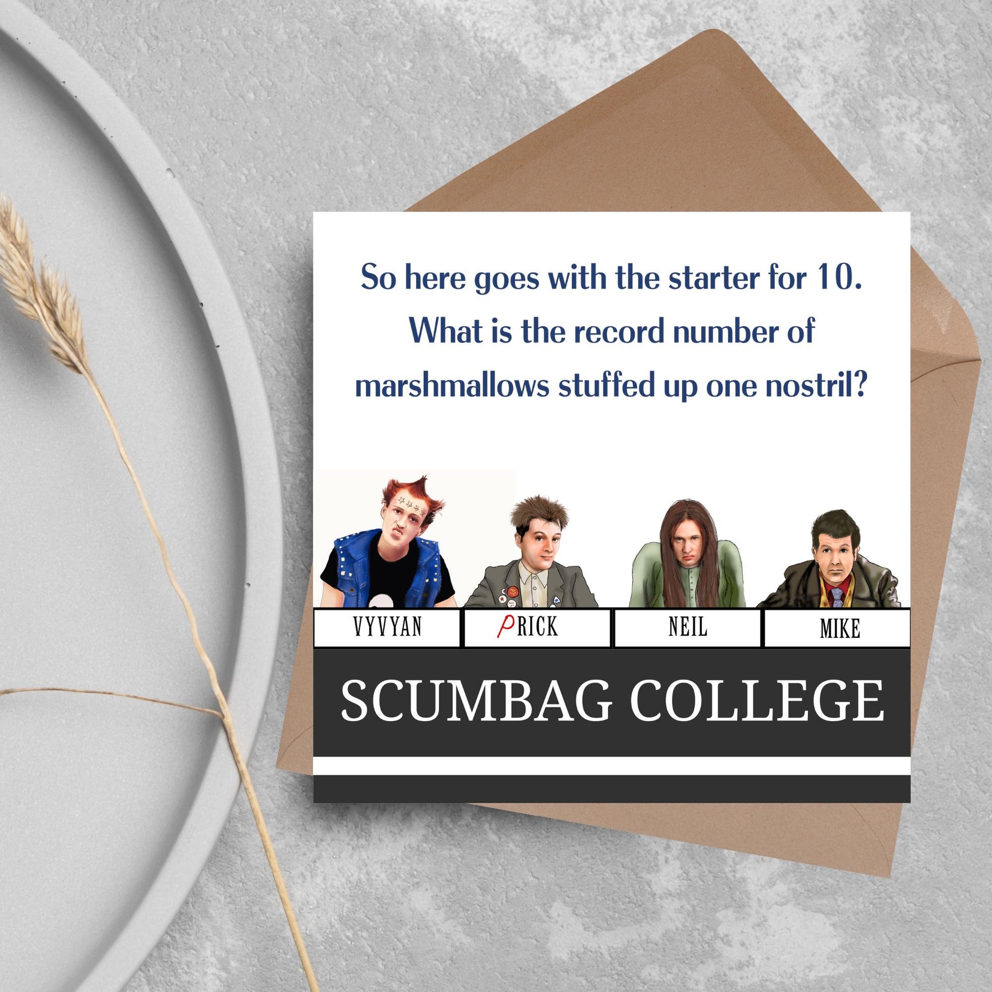The Young Ones Card - Rik Mayall, Young Ones TV Show, Scumbag College, Card for Him, Card for Her, Birthday Card, University Challenge Card