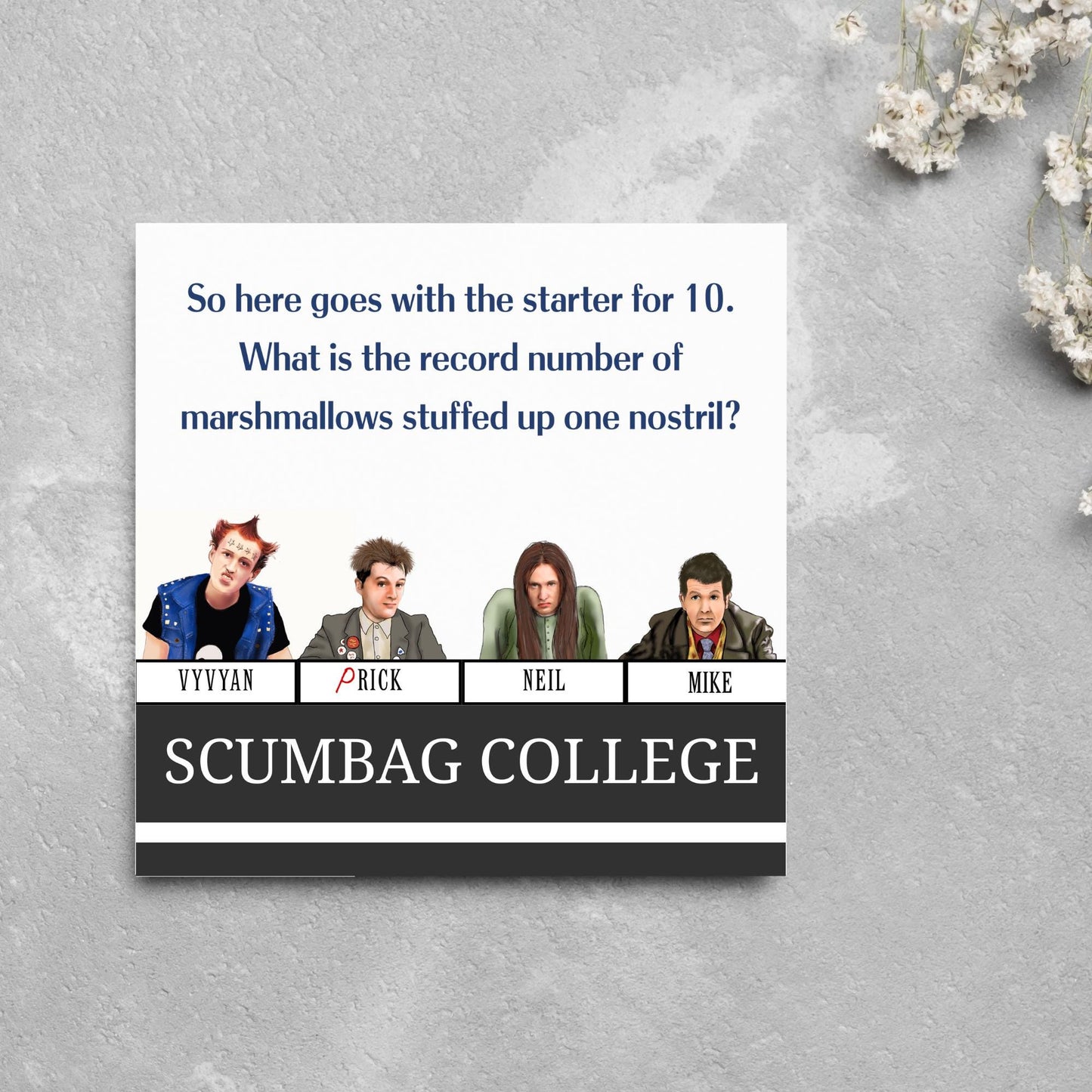 The Young Ones Card - Rik Mayall, Young Ones TV Show, Scumbag College, Card for Him, Card for Her, Birthday Card, University Challenge Card