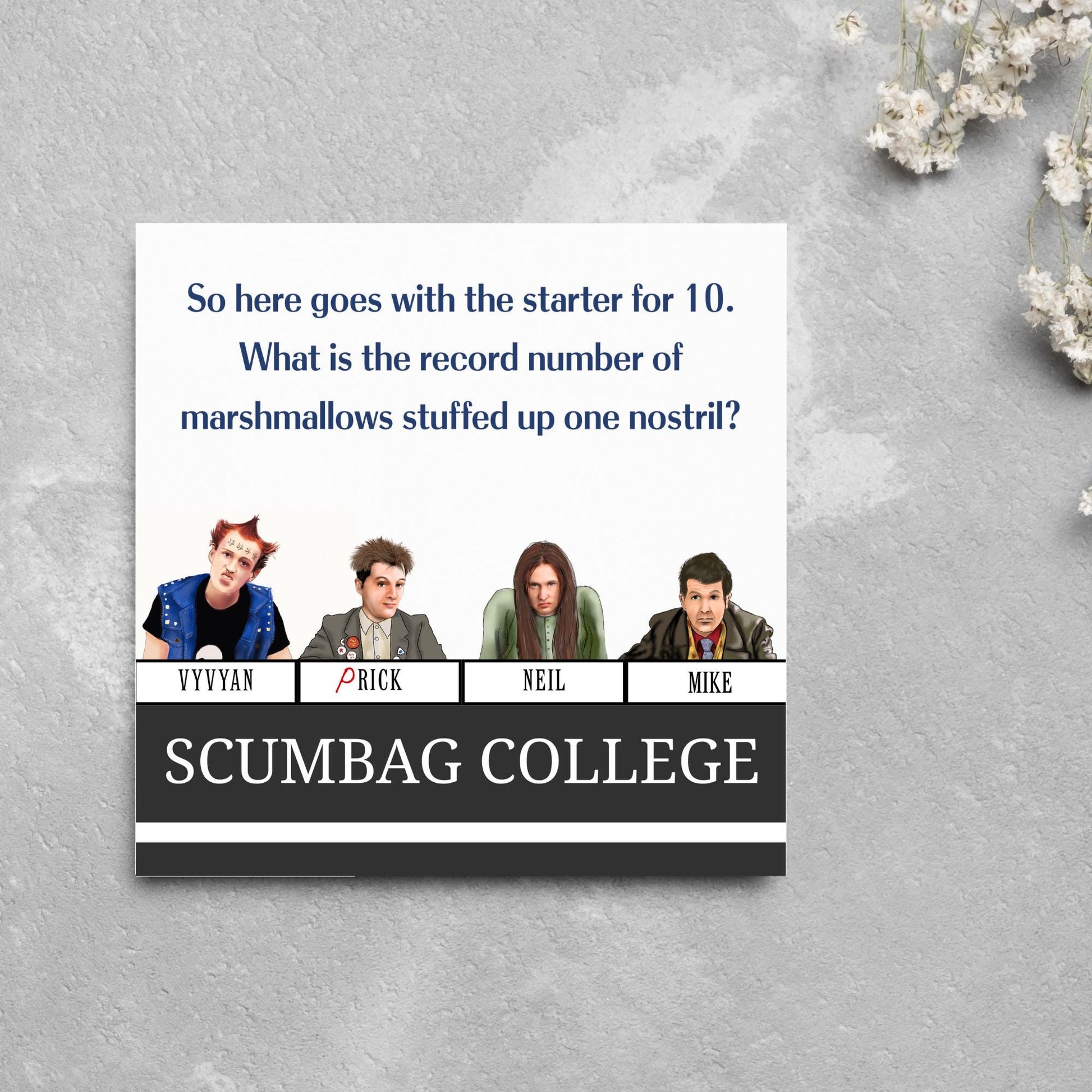 The Young Ones Card - Rik Mayall, Young Ones TV Show, Scumbag College, Card for Him, Card for Her, Birthday Card, University Challenge Card