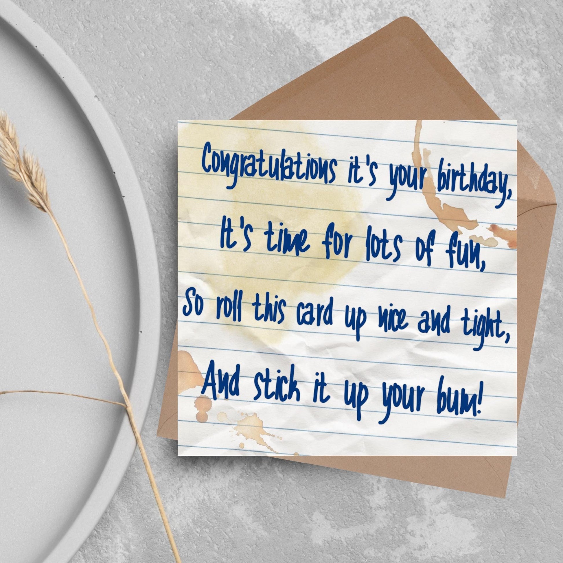 Bottom TV Show Birthday Card, Bottom Quote Birthday Card, Rik Mayall, Eddie and Richie Bottom Card, BBC Bottom, Rude Birthday Card