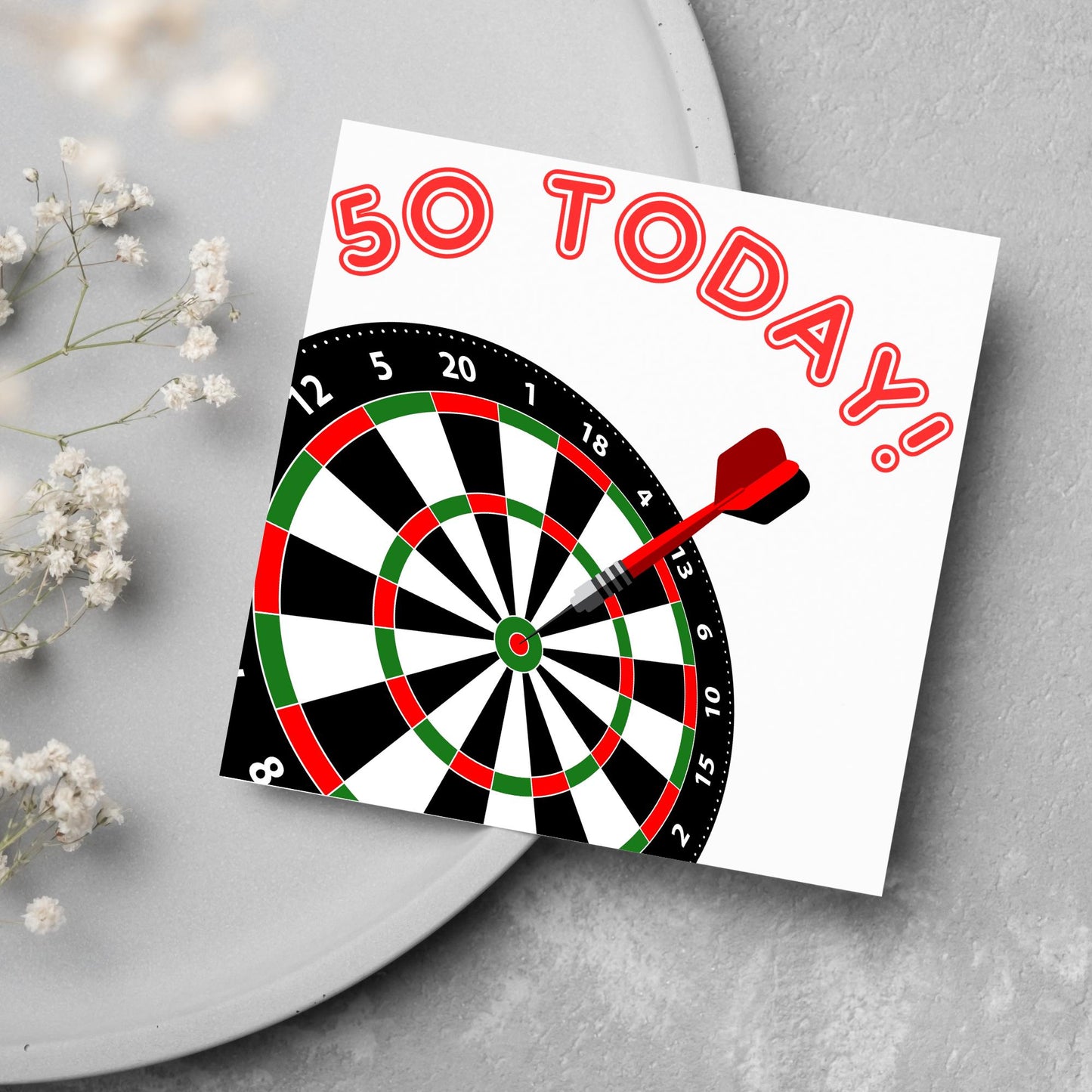 Darts 50th Birthday Card, Dart Player Birthday Card, Birthday Card for Dad, Birthday Card for Uncle, Bullseye Birthday Card, Dart Board