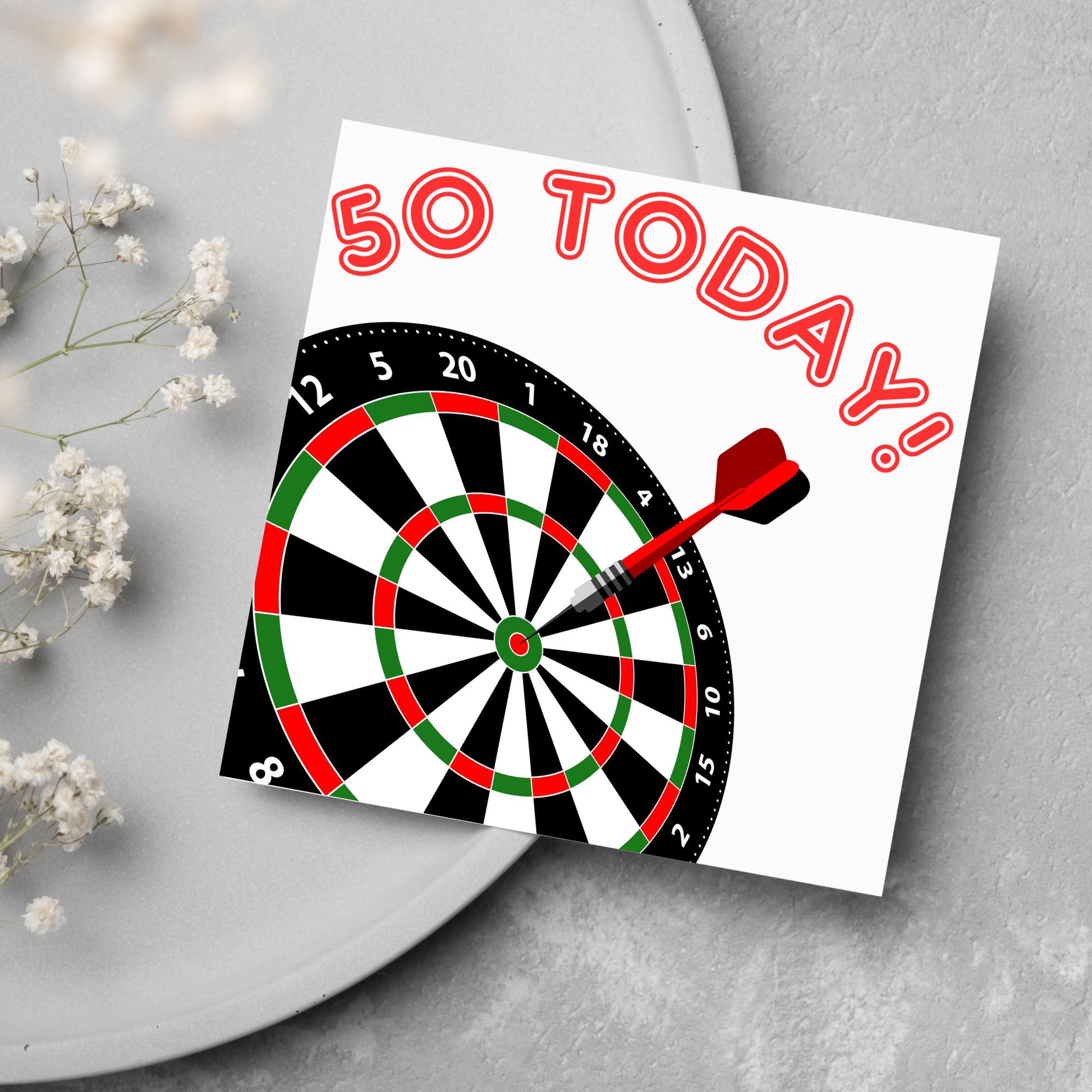 Darts 50th Birthday Card, Dart Player Birthday Card, Birthday Card for Dad, Birthday Card for Uncle, Bullseye Birthday Card, Dart Board