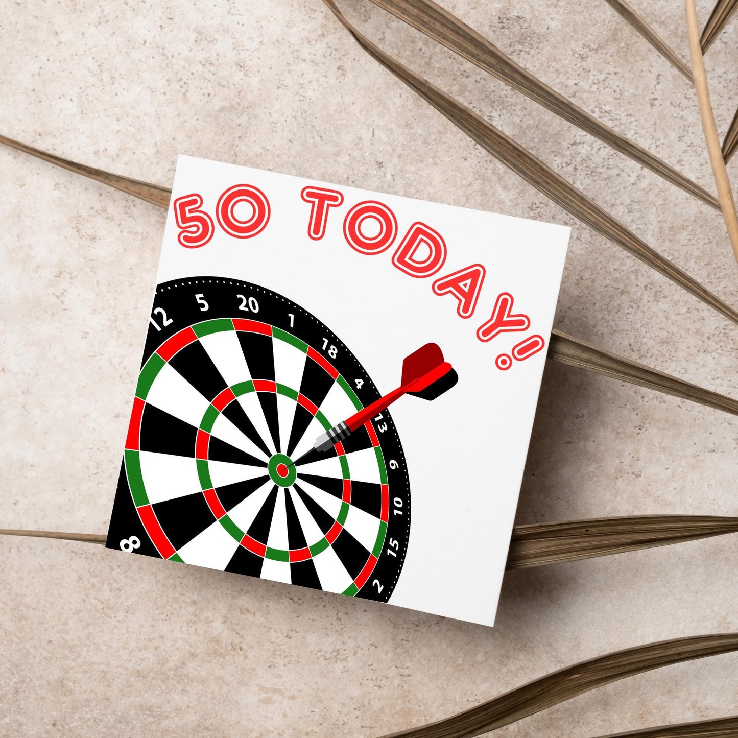 Darts 50th Birthday Card, Dart Player Birthday Card, Birthday Card for Dad, Birthday Card for Uncle, Bullseye Birthday Card, Dart Board