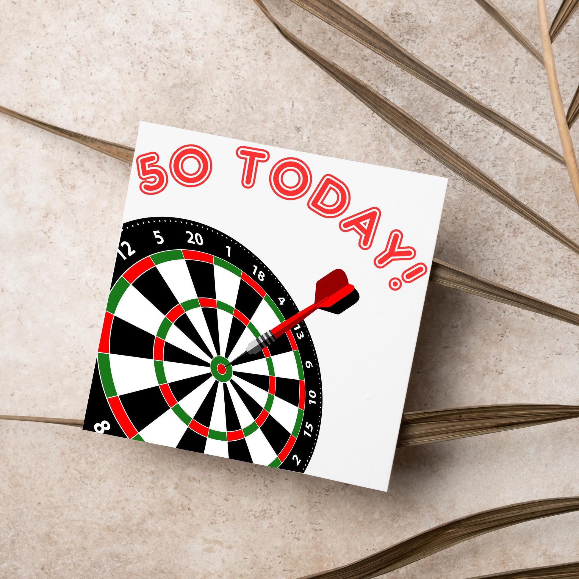 Darts 50th Birthday Card, Dart Player Birthday Card, Birthday Card for Dad, Birthday Card for Uncle, Bullseye Birthday Card, Dart Board