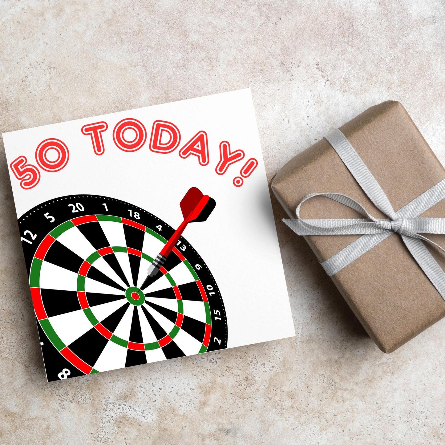 Darts 50th Birthday Card, Dart Player Birthday Card, Birthday Card for Dad, Birthday Card for Uncle, Bullseye Birthday Card, Dart Board