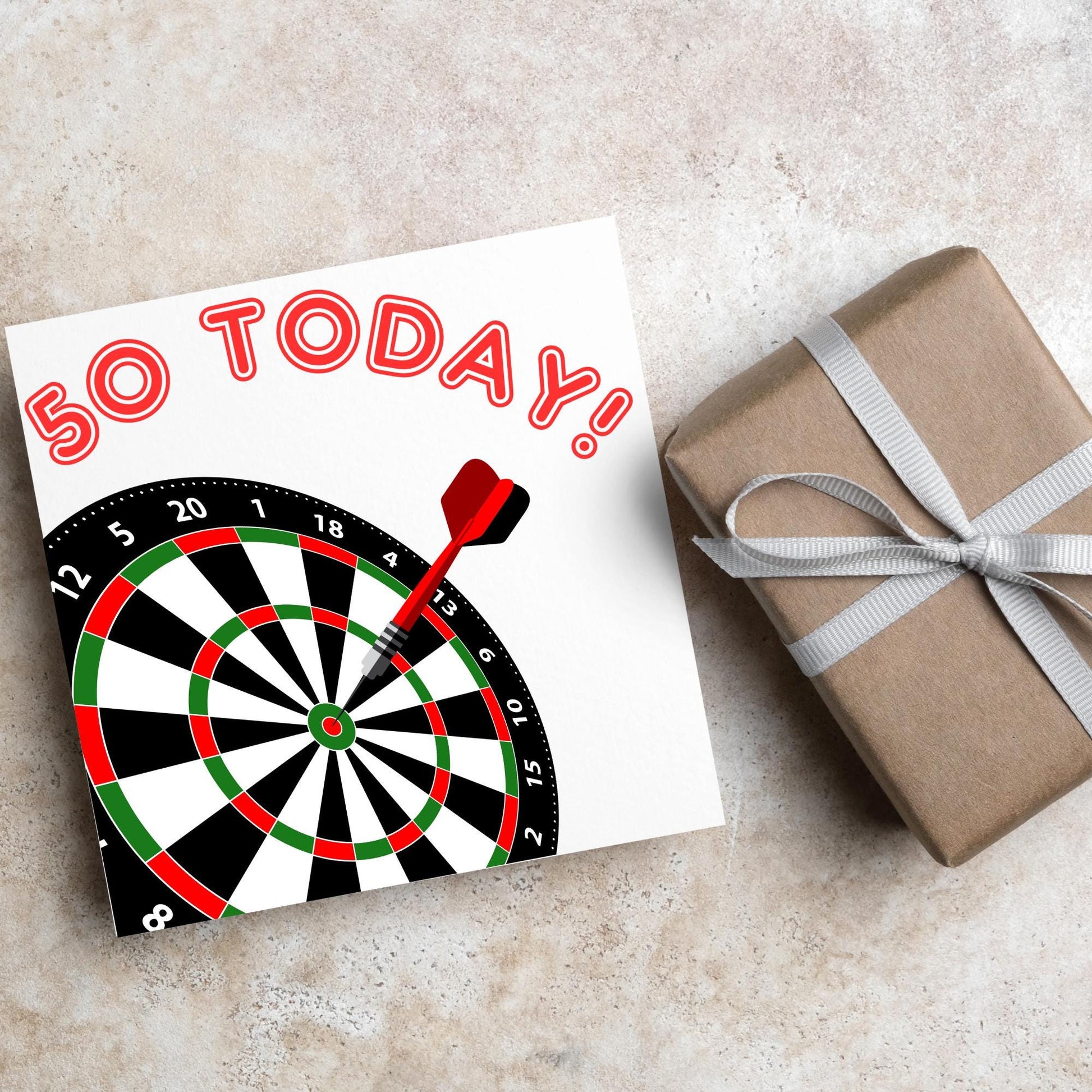 Darts 50th Birthday Card, Dart Player Birthday Card, Birthday Card for Dad, Birthday Card for Uncle, Bullseye Birthday Card, Dart Board