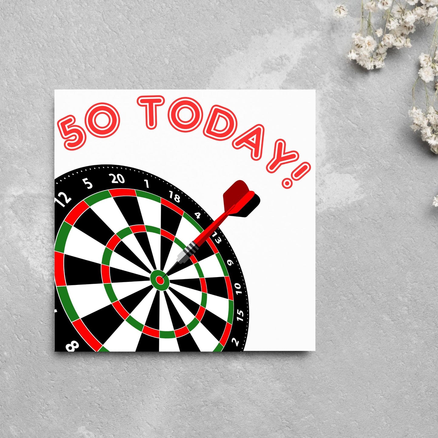 Darts 50th Birthday Card, Dart Player Birthday Card, Birthday Card for Dad, Birthday Card for Uncle, Bullseye Birthday Card, Dart Board