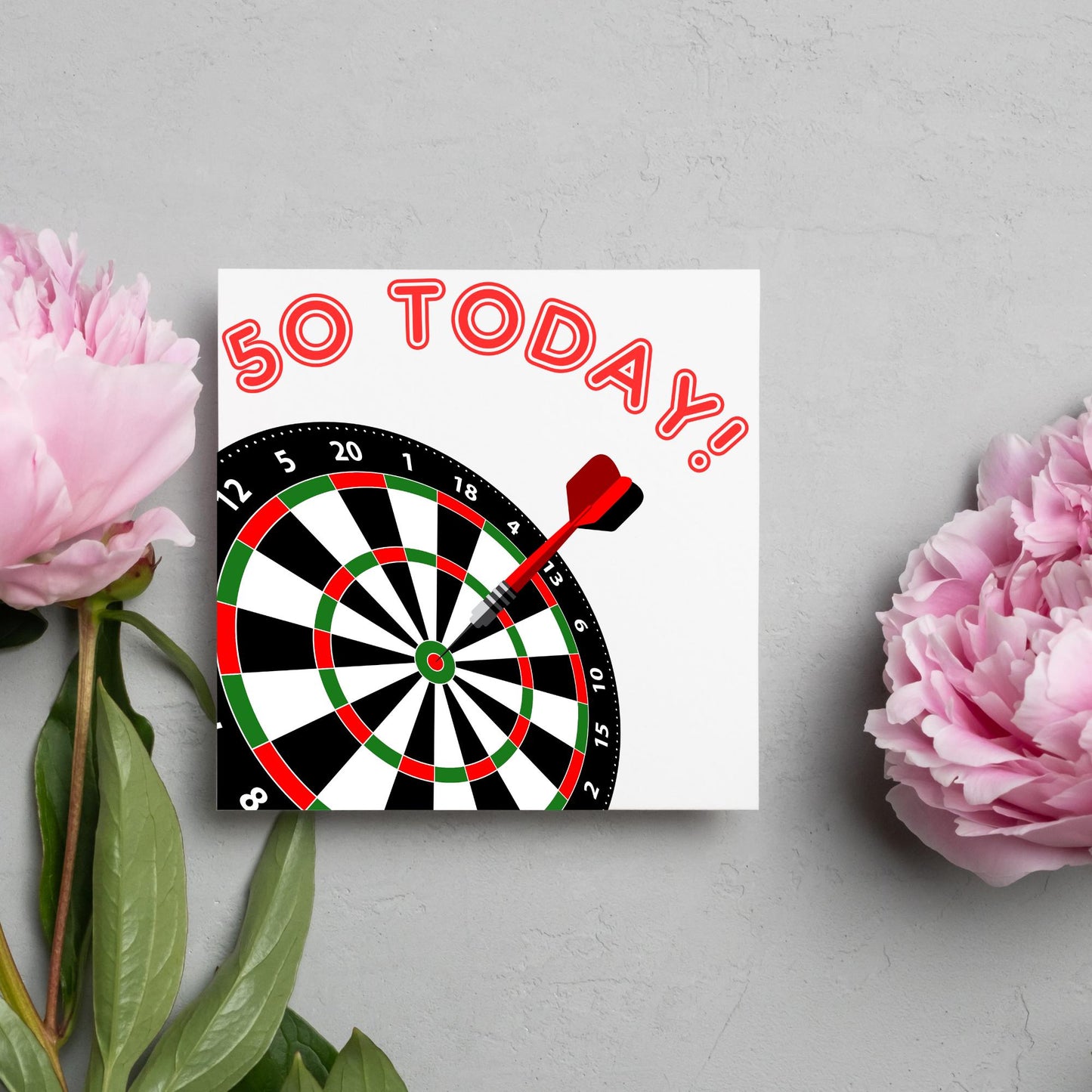 Darts 50th Birthday Card, Dart Player Birthday Card, Birthday Card for Dad, Birthday Card for Uncle, Bullseye Birthday Card, Dart Board