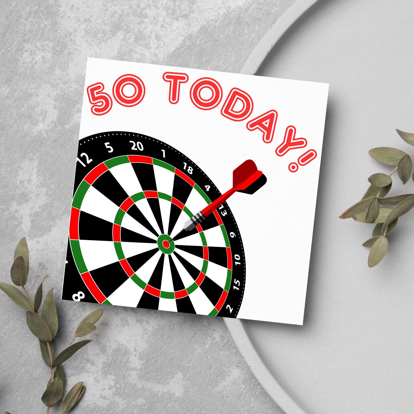 Darts 50th Birthday Card, Dart Player Birthday Card, Birthday Card for Dad, Birthday Card for Uncle, Bullseye Birthday Card, Dart Board