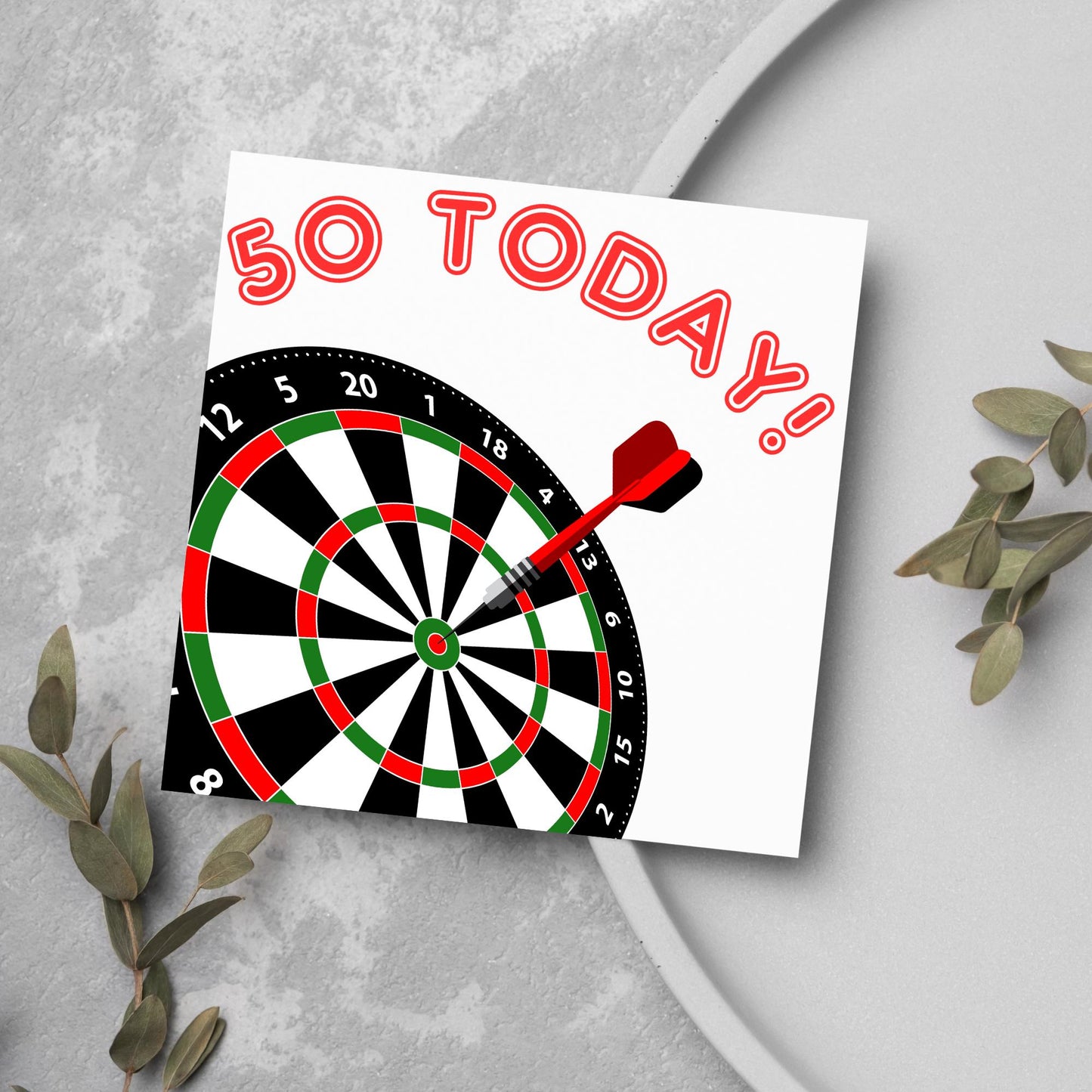 Darts 50th Birthday Card, Dart Player Birthday Card, Birthday Card for Dad, Birthday Card for Uncle, Bullseye Birthday Card, Dart Board