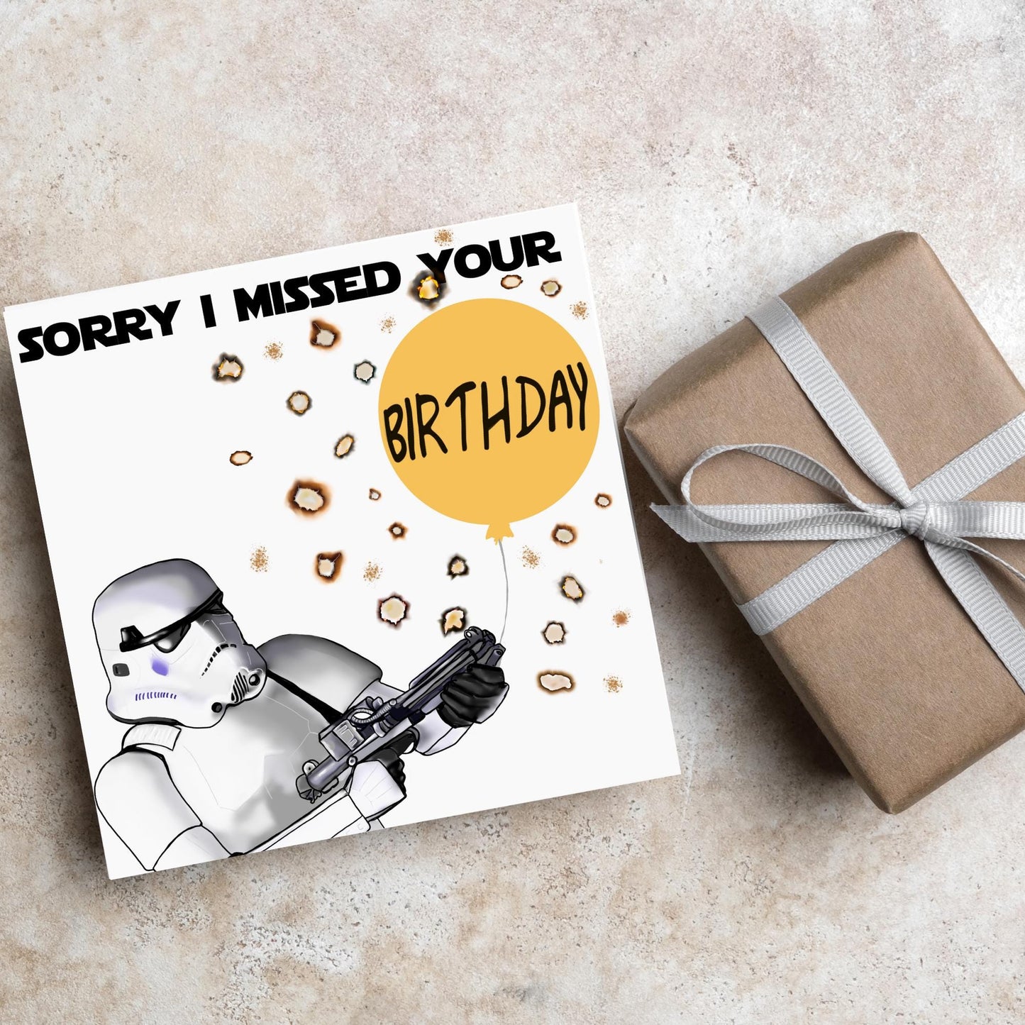 Stormtrooper Belated Birthday Card, Funny Missed Birthday Card, Sorry I Missed It Card, Star Wars Inspired Card