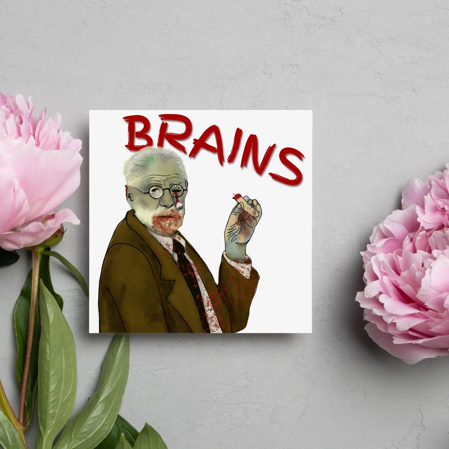 Psychology Card, Freud Brains, Funny Psychologist Card, Sigmund Freud Card, Psychology Birthday Card, Classic Joke Card, Zombie Freud