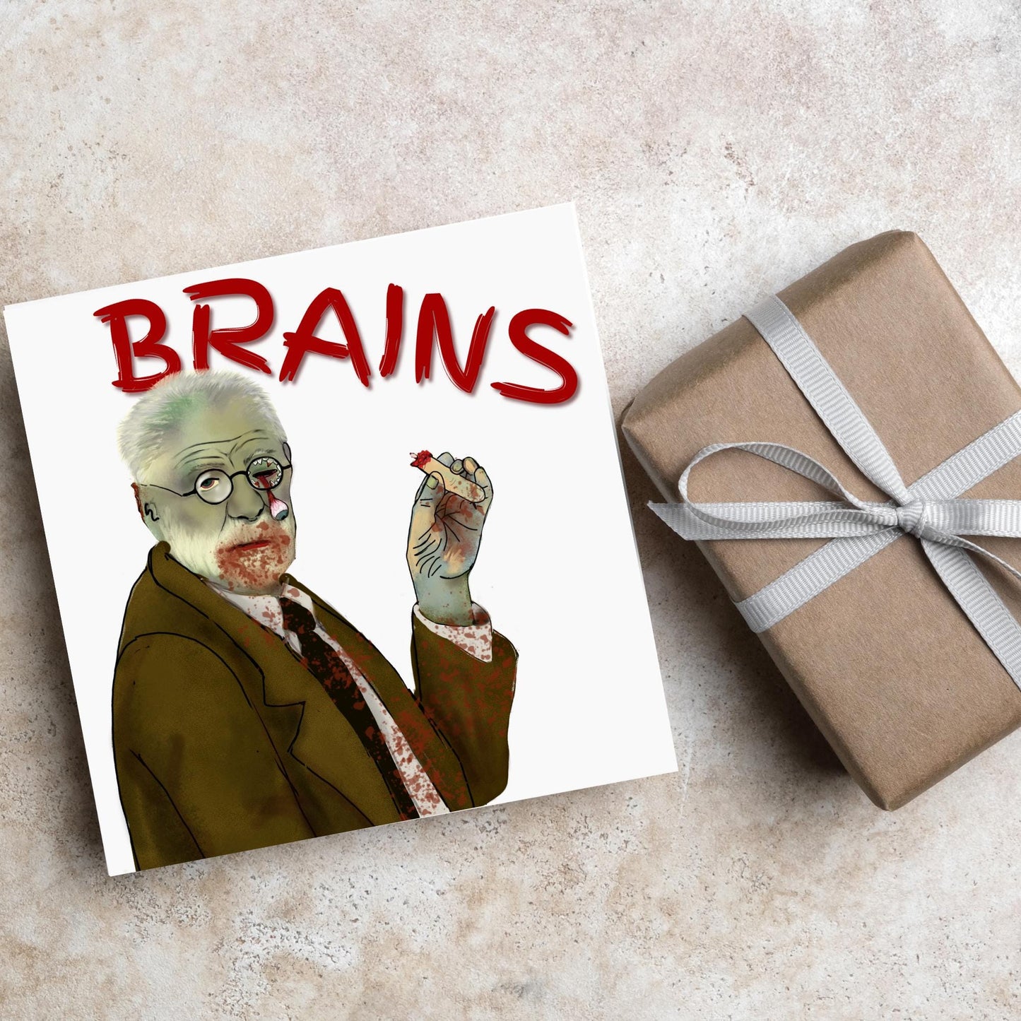 Psychology Card, Freud Brains, Funny Psychologist Card, Sigmund Freud Card, Psychology Birthday Card, Classic Joke Card, Zombie Freud