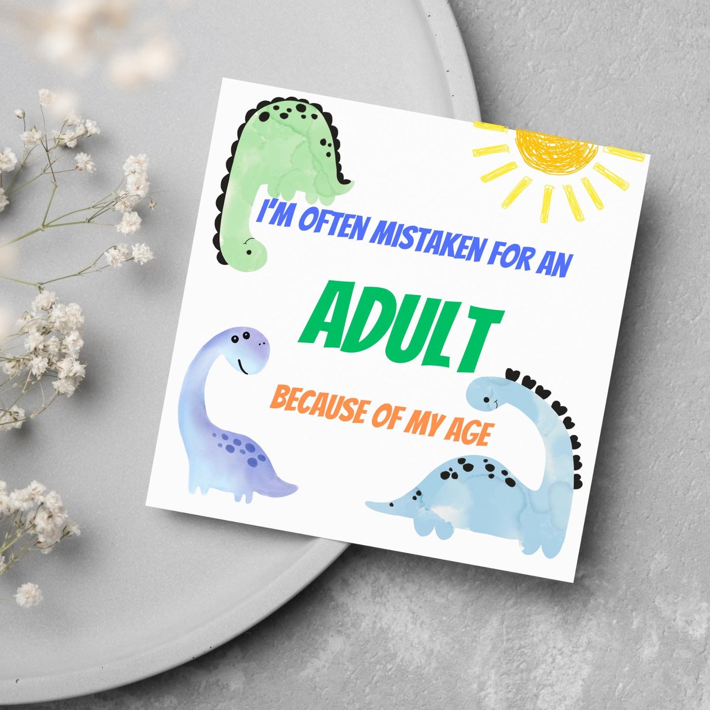 Dinosaur Birthday Card for Adults, Funny Birthday Card for Dad, 50th Birthday, 40th Birthday, Childish Birthday Card, 60th Birthday