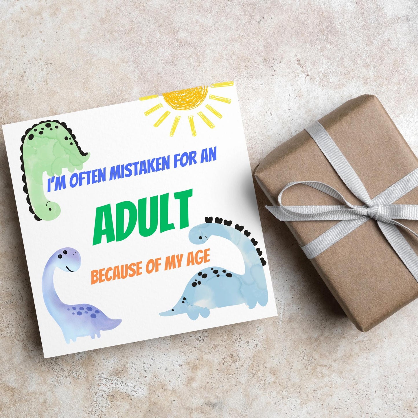 Dinosaur Birthday Card for Adults, Funny Birthday Card for Dad, 50th Birthday, 40th Birthday, Childish Birthday Card, 60th Birthday
