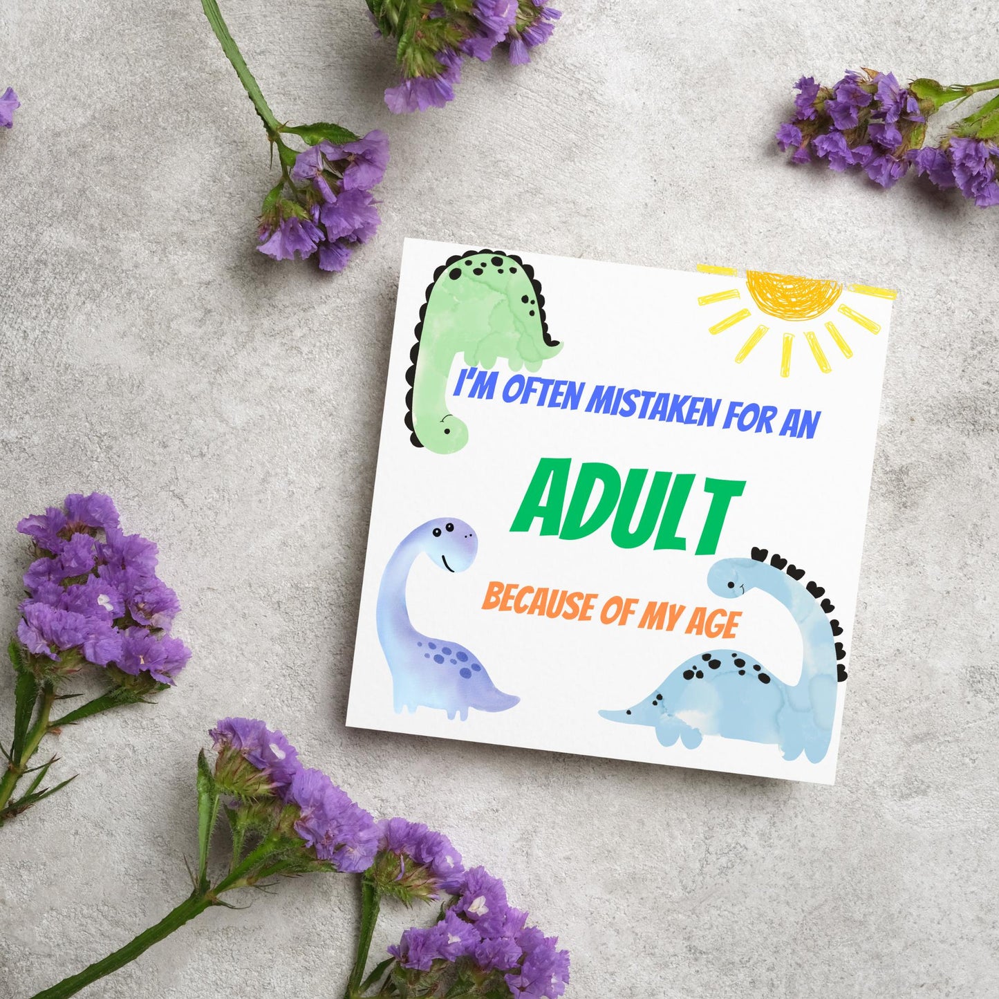 Dinosaur Birthday Card for Adults, Funny Birthday Card for Dad, 50th Birthday, 40th Birthday, Childish Birthday Card, 60th Birthday
