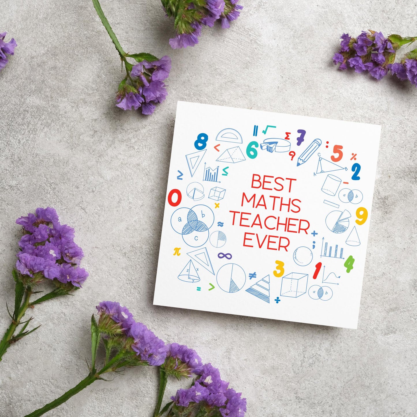 End of School Card, Thank You Teacher Card, Maths Teacher, School Teacher Card, Gratitude Card, Teaching Card, Teacher Appreciation Maths