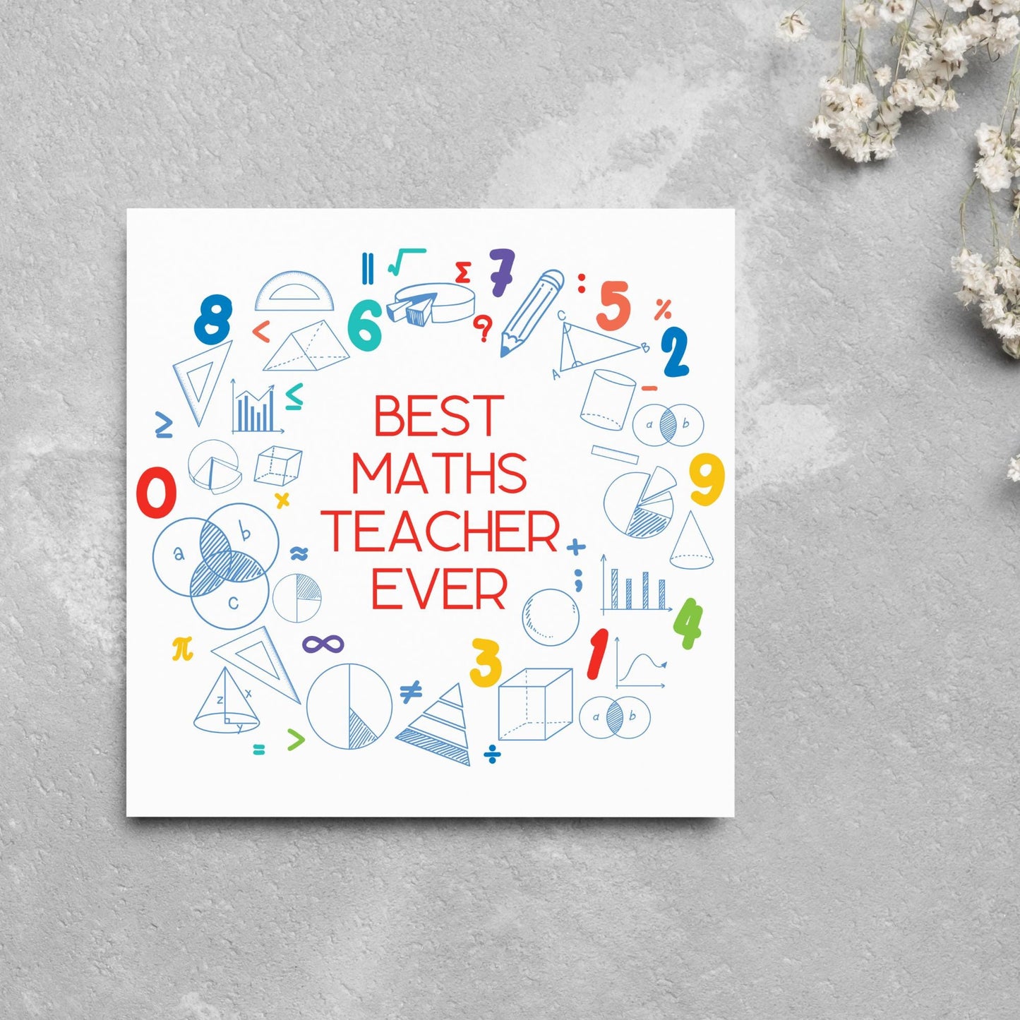 End of School Card, Thank You Teacher Card, Maths Teacher, School Teacher Card, Gratitude Card, Teaching Card, Teacher Appreciation Maths