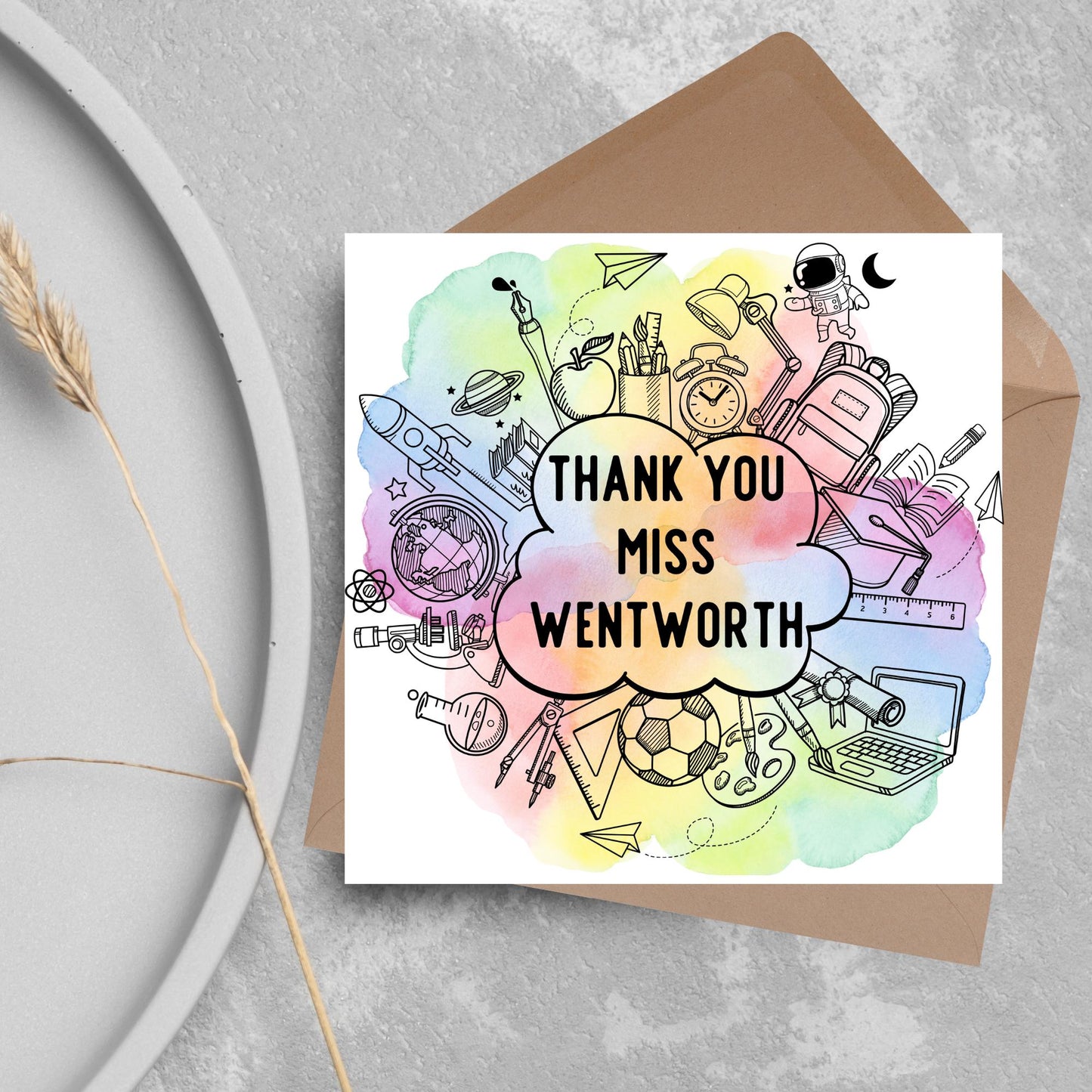 Personalised Thank You Teacher Card, End of Year School Card, Thanks Teacher, School Teacher Card, Teaching Card, Teacher Appreciation