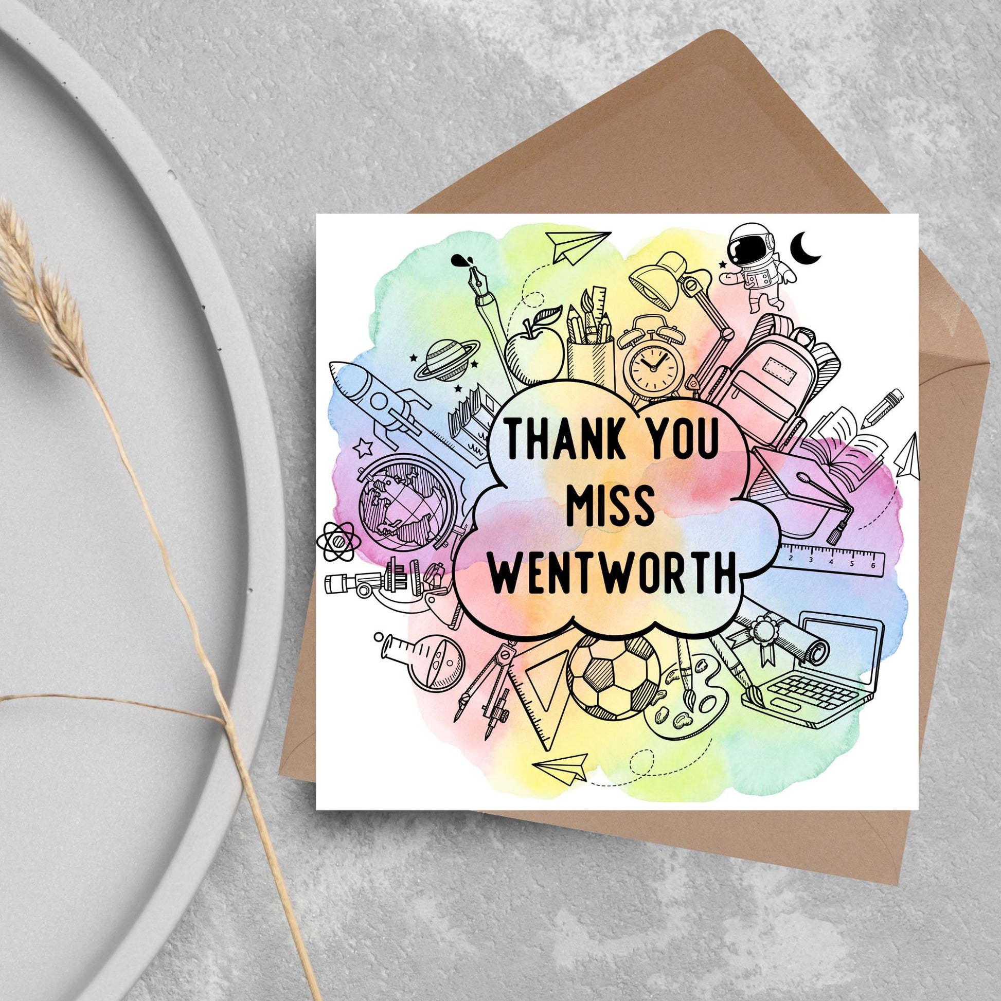 Personalised Thank You Teacher Card, End of Year School Card, Thanks Teacher, School Teacher Card, Teaching Card, Teacher Appreciation