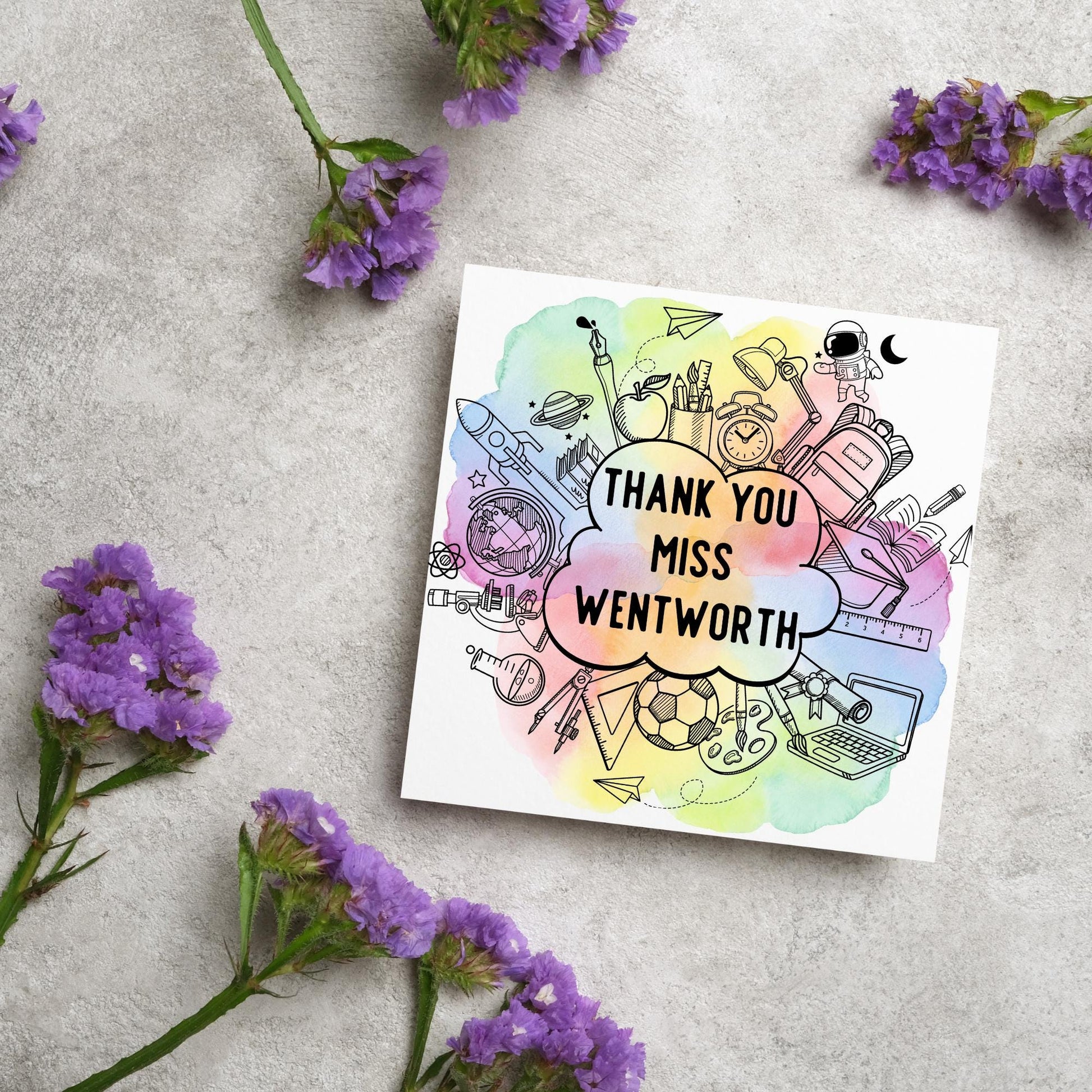 Personalised Thank You Teacher Card, End of Year School Card, Thanks Teacher, School Teacher Card, Teaching Card, Teacher Appreciation