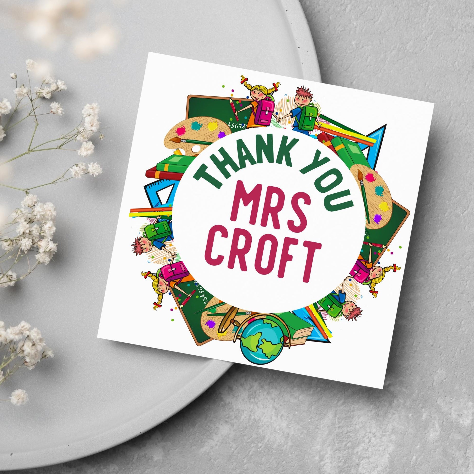 Personalised Thank You Teacher Card, End of Year School Card, Thanks Teacher, School Teacher Card, Teaching Card, Teacher Appreciation