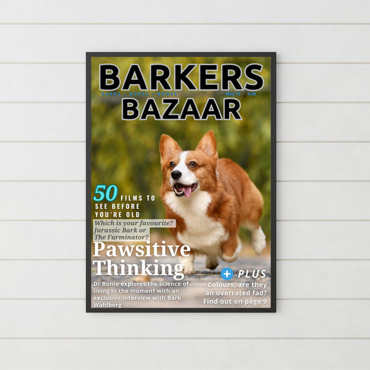 Custom Pet Photo Magazine Cover, Personalised Dog Poster, Fast Design & Shipping, Dog Portraits, Your Dog On a Magazine Cover Wall Art