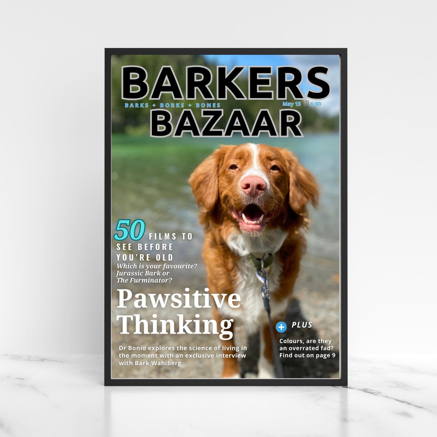 Custom Pet Photo Magazine Cover, Personalised Dog Poster, Fast Design & Shipping, Dog Portraits, Your Dog On a Magazine Cover Wall Art