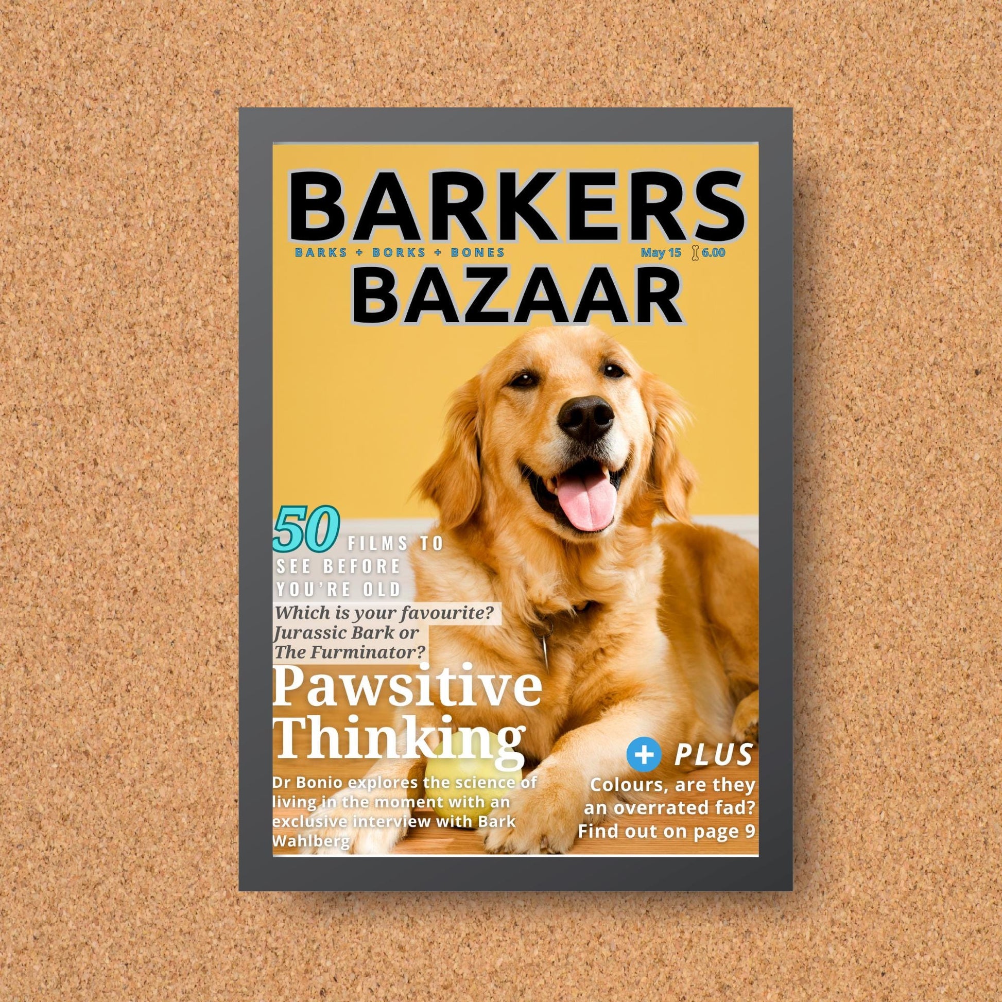Custom Pet Photo Magazine Cover, Personalised Dog Poster, Fast Design & Shipping, Dog Portraits, Your Dog On a Magazine Cover Wall Art
