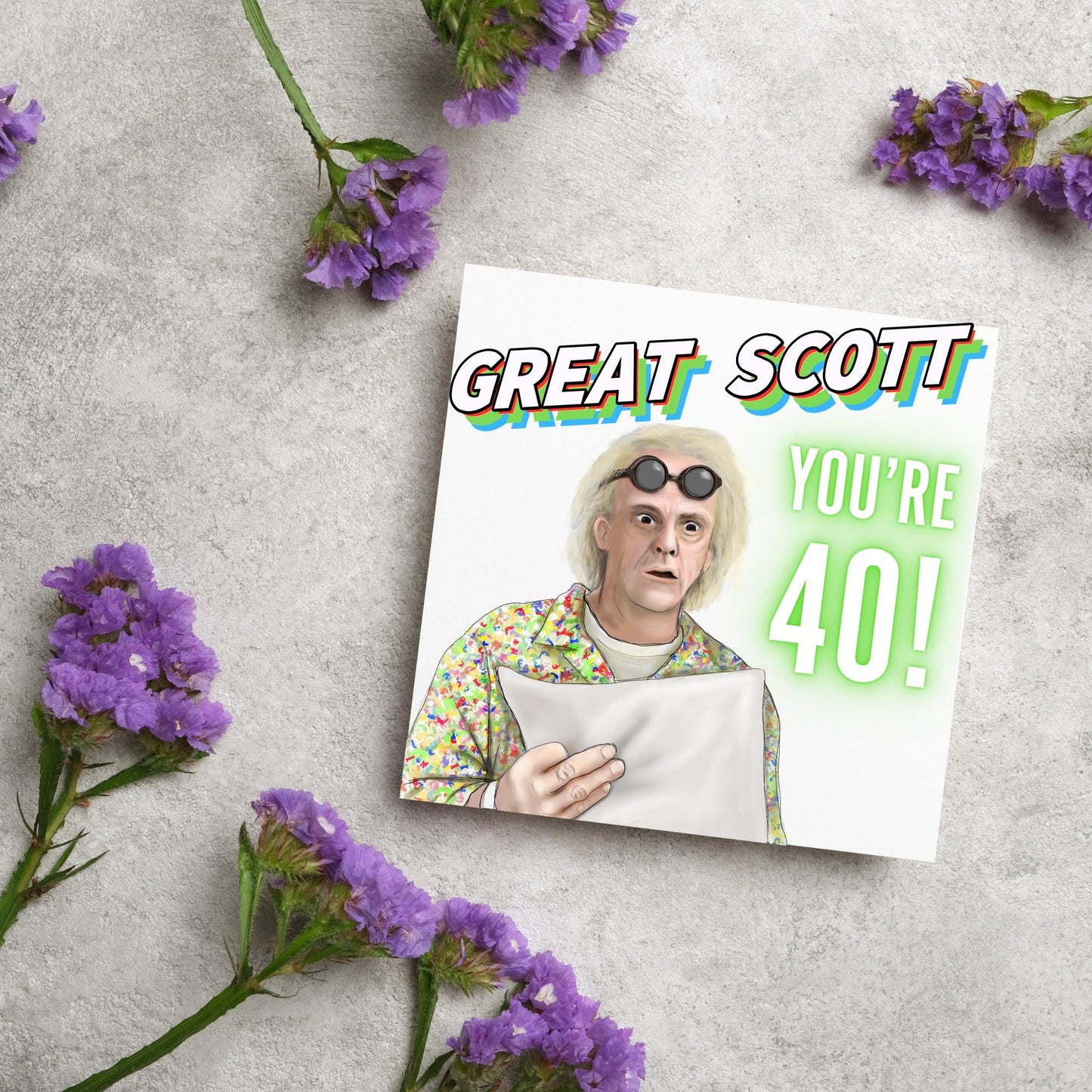 Personalised Back to the Future Birthday Card, Great Scott Birthday Card, Doc Brown Birthday Card, Custom Age Card, 30th, 40th, 50th, 60th