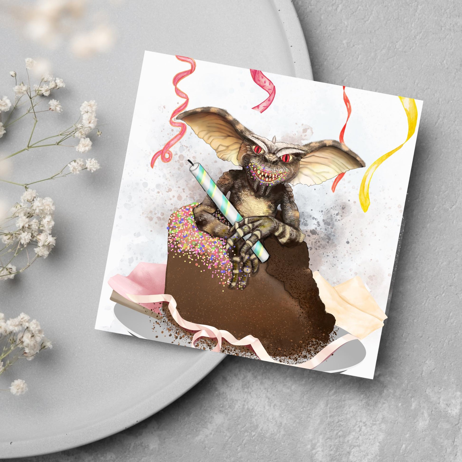 Gremlins Birthday Card, Stripe Gremlin, Birthday Card, Movie Card, 80's Movie Birthday Card, 50th Birthday, Cake Smash, 40th Birthday