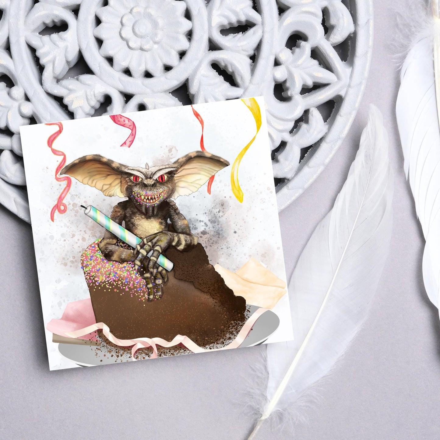 Gremlins Birthday Card, Stripe Gremlin, Birthday Card, Movie Card, 80's Movie Birthday Card, 50th Birthday, Cake Smash, 40th Birthday