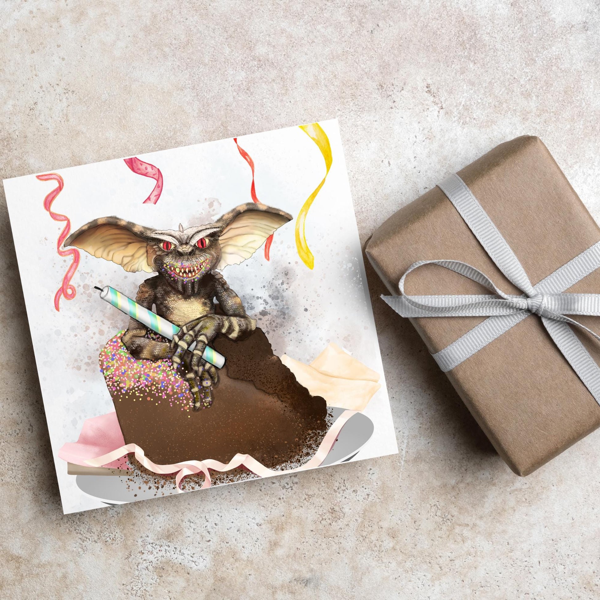 Gremlins Birthday Card, Stripe Gremlin, Birthday Card, Movie Card, 80's Movie Birthday Card, 50th Birthday, Cake Smash, 40th Birthday