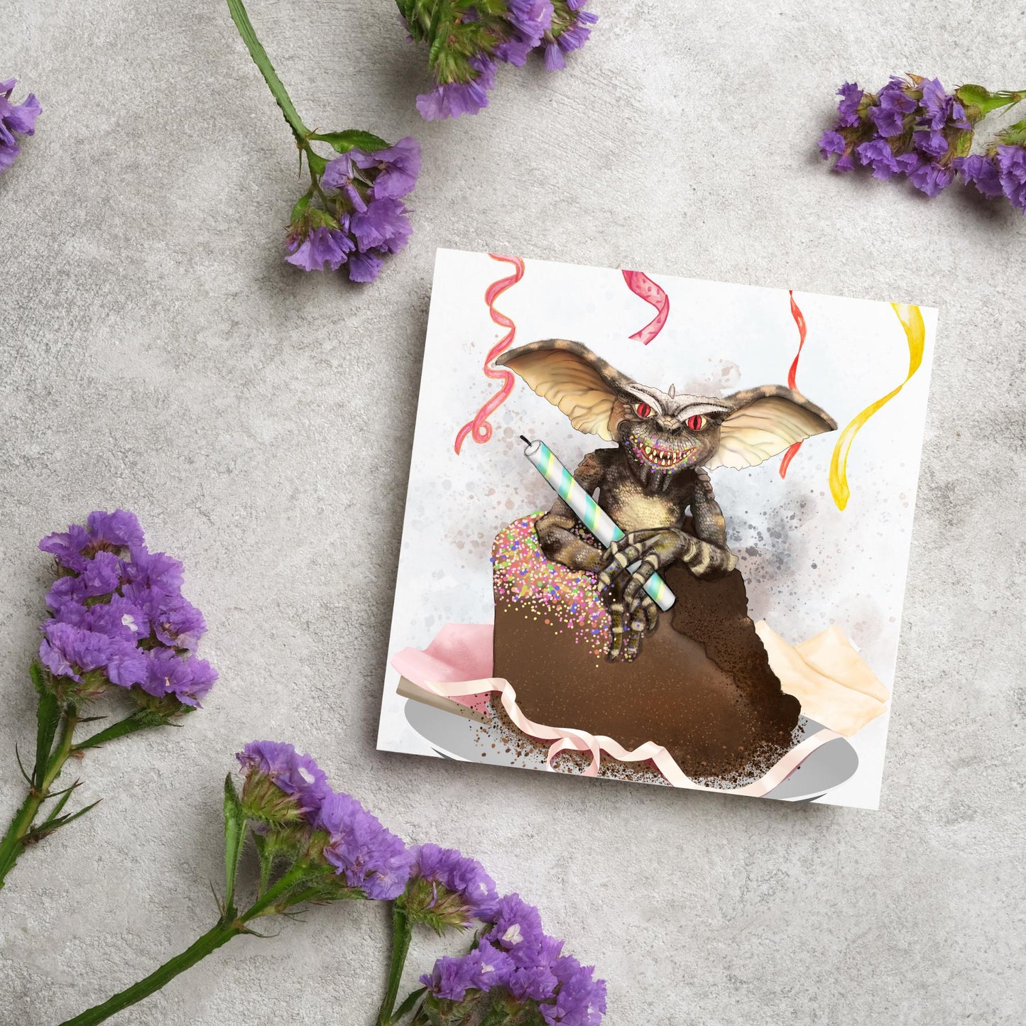 Gremlins Birthday Card, Stripe Gremlin, Birthday Card, Movie Card, 80's Movie Birthday Card, 50th Birthday, Cake Smash, 40th Birthday