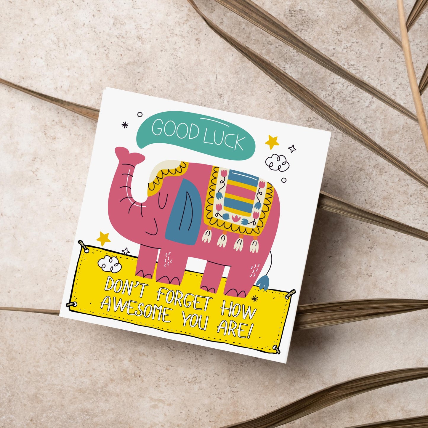 Elephant Good Luck Card, Best Of Luck Card, Best of luck Card, You're Awesome, Leaving Card, Card for Her, Don't Forget Card
