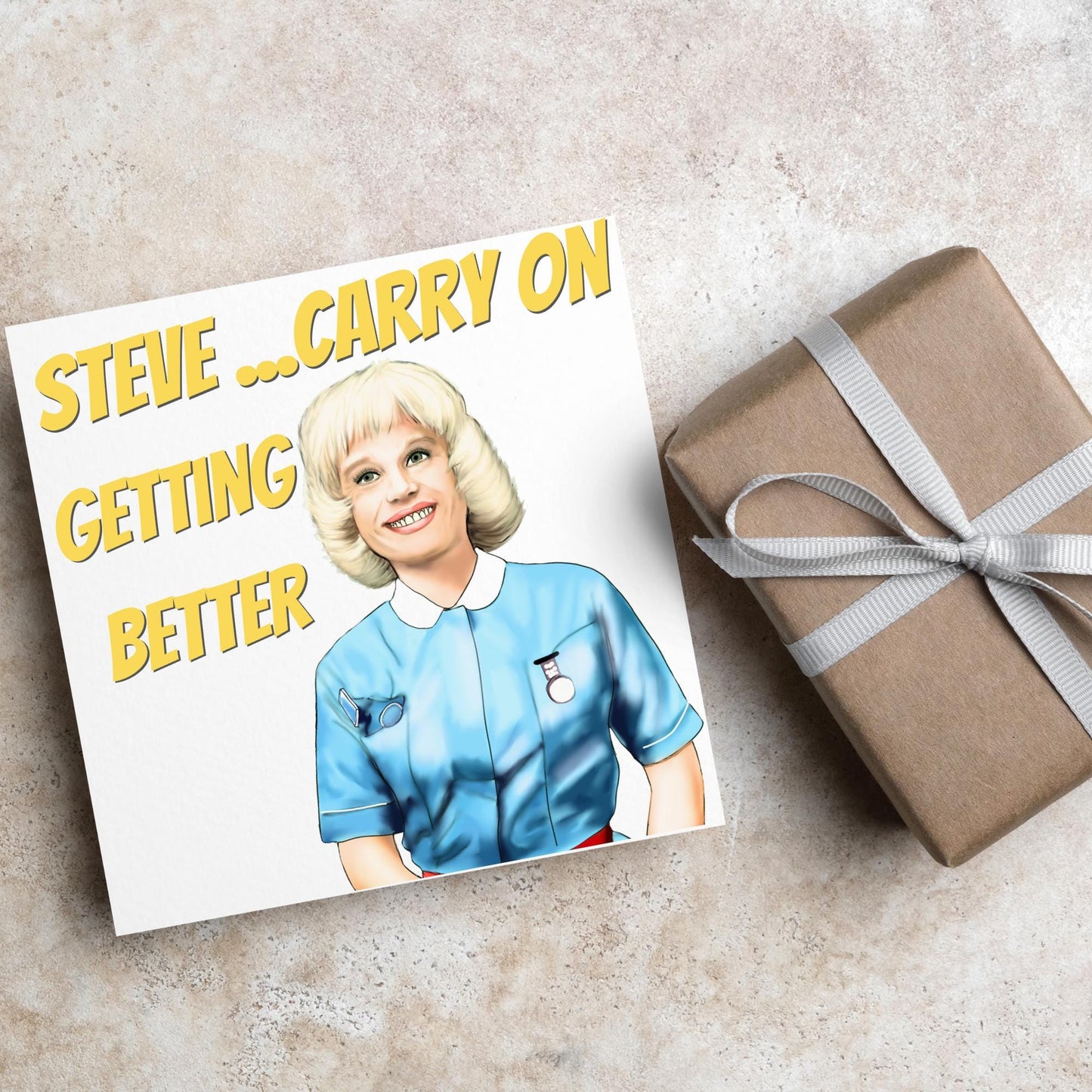 Personalised Carry on Get Well Card, Get Well Soon, Carry on Matron, Barbara Windsor, Carry on Nurse, Hospital Card, Feel Better Soon