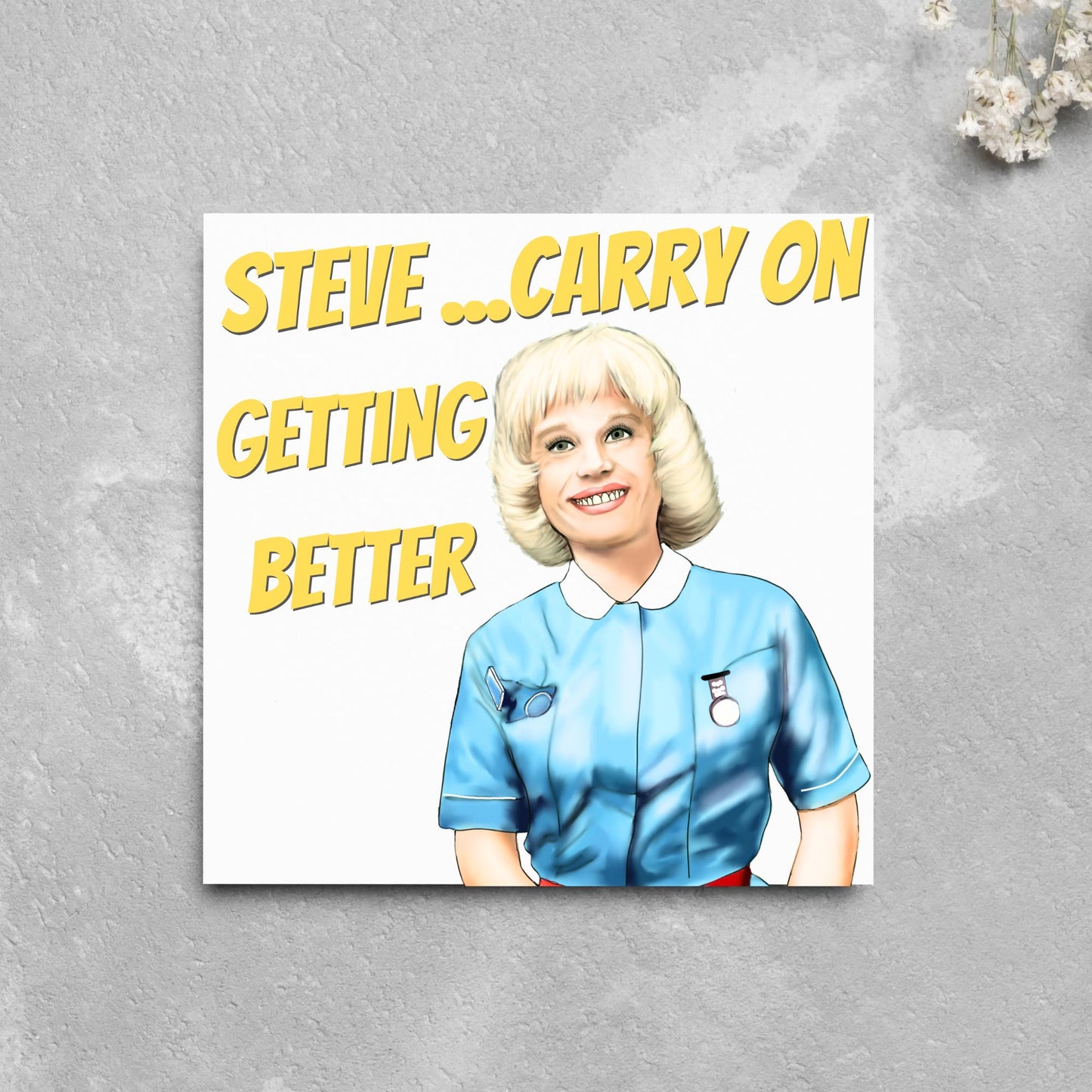 Personalised Carry on Get Well Card, Get Well Soon, Carry on Matron, Barbara Windsor, Carry on Nurse, Hospital Card, Feel Better Soon