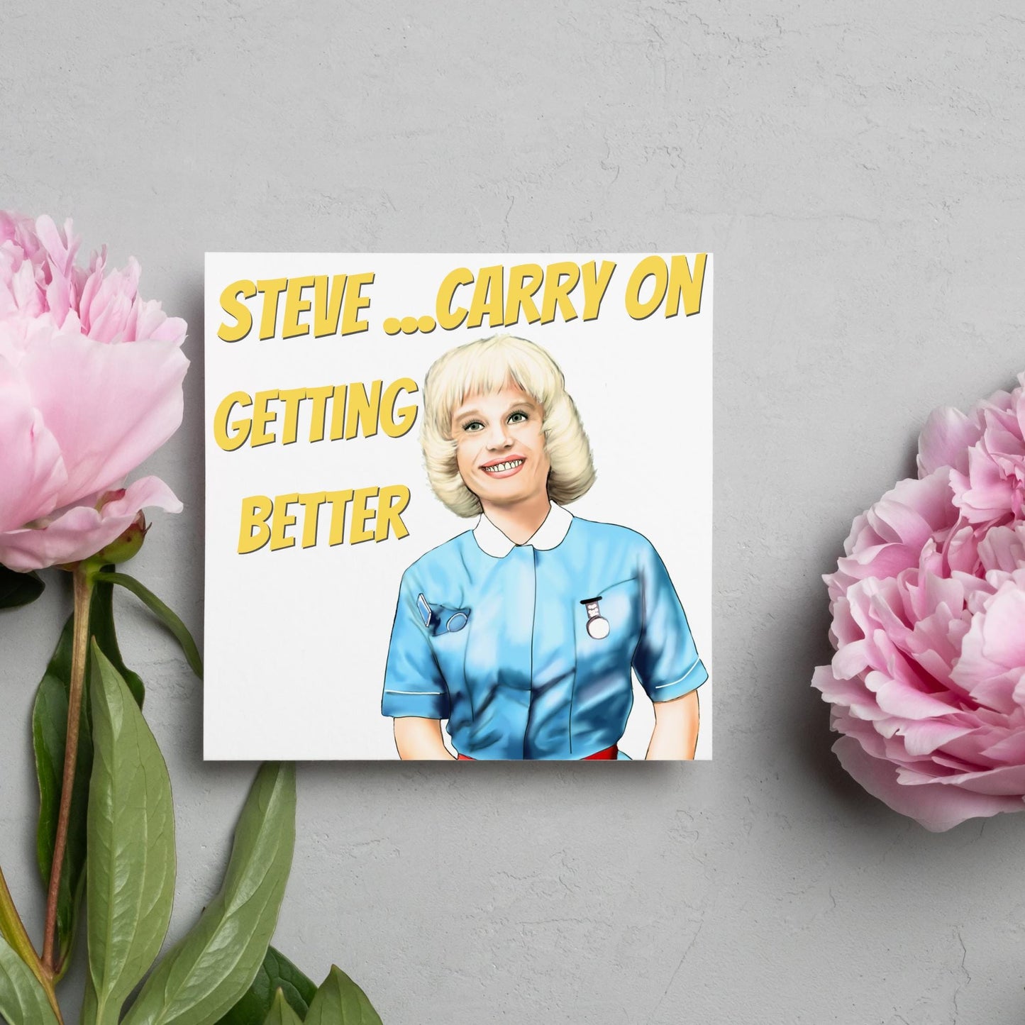 Personalised Carry on Get Well Card, Get Well Soon, Carry on Matron, Barbara Windsor, Carry on Nurse, Hospital Card, Feel Better Soon
