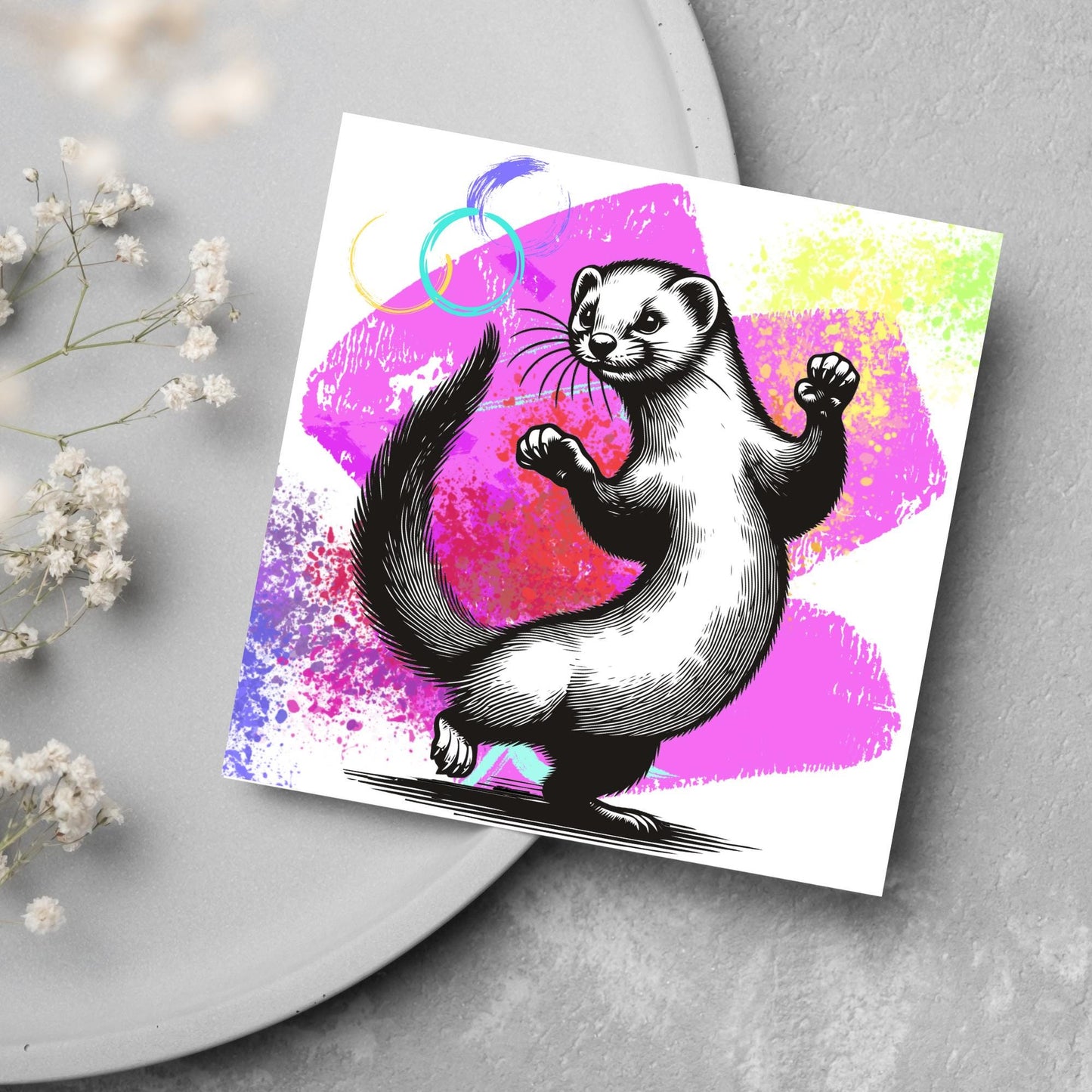 Ferret Birthday Card, Fun Party Card, Ferret Card, Disco Card, Animal Themed Birthday, Weasel Birthday Card, Dancing Ferret, Card for Mum