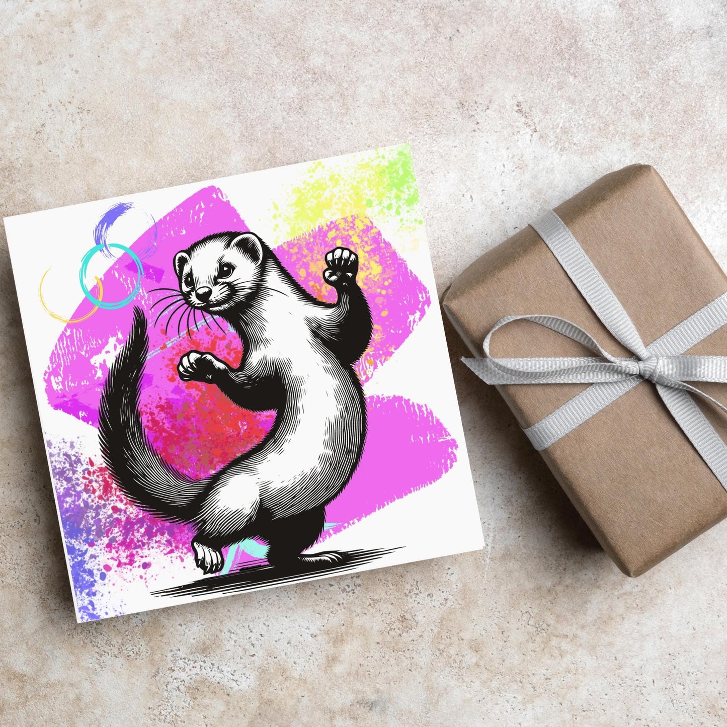 Ferret Birthday Card, Fun Party Card, Ferret Card, Disco Card, Animal Themed Birthday, Weasel Birthday Card, Dancing Ferret, Card for Mum