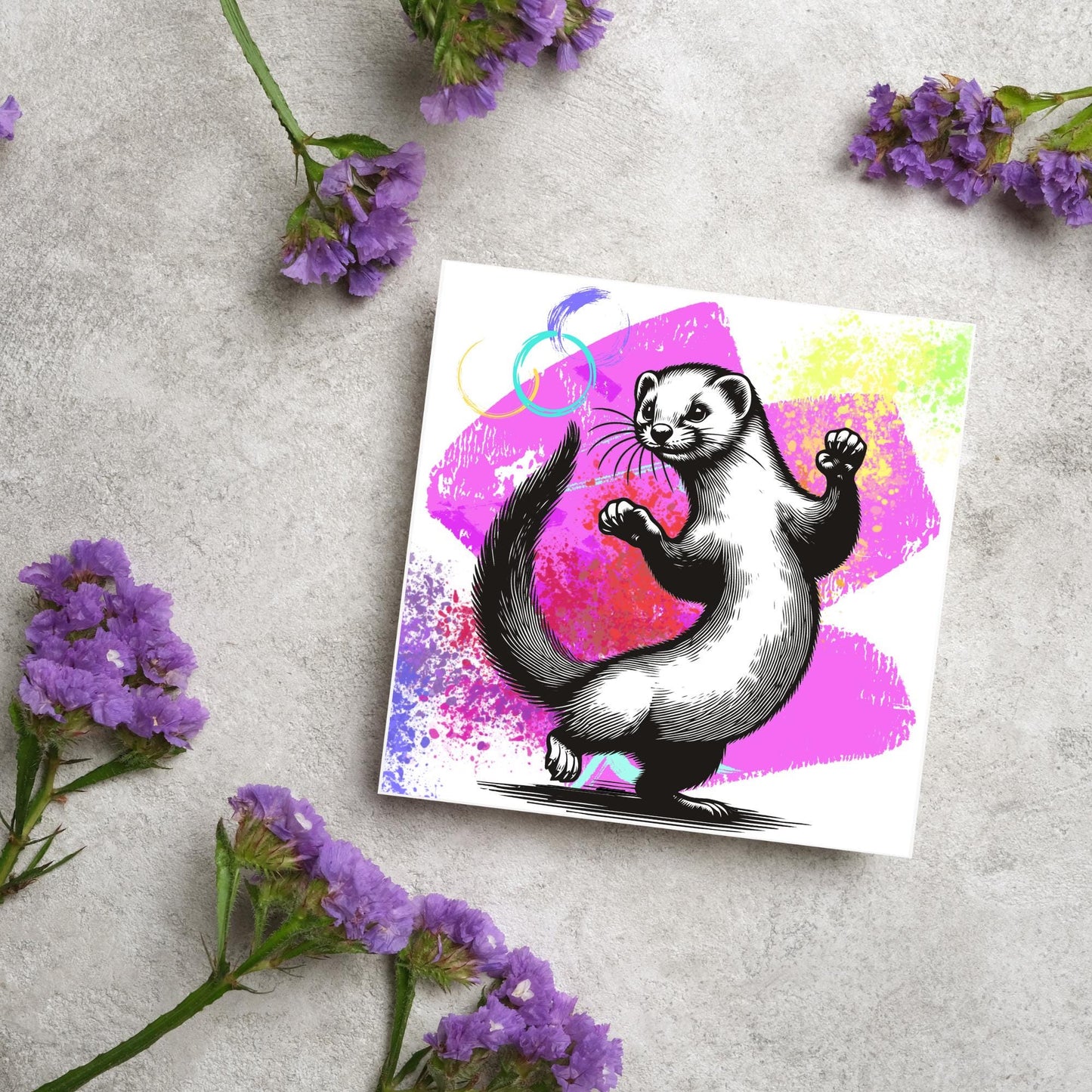 Ferret Birthday Card, Fun Party Card, Ferret Card, Disco Card, Animal Themed Birthday, Weasel Birthday Card, Dancing Ferret, Card for Mum