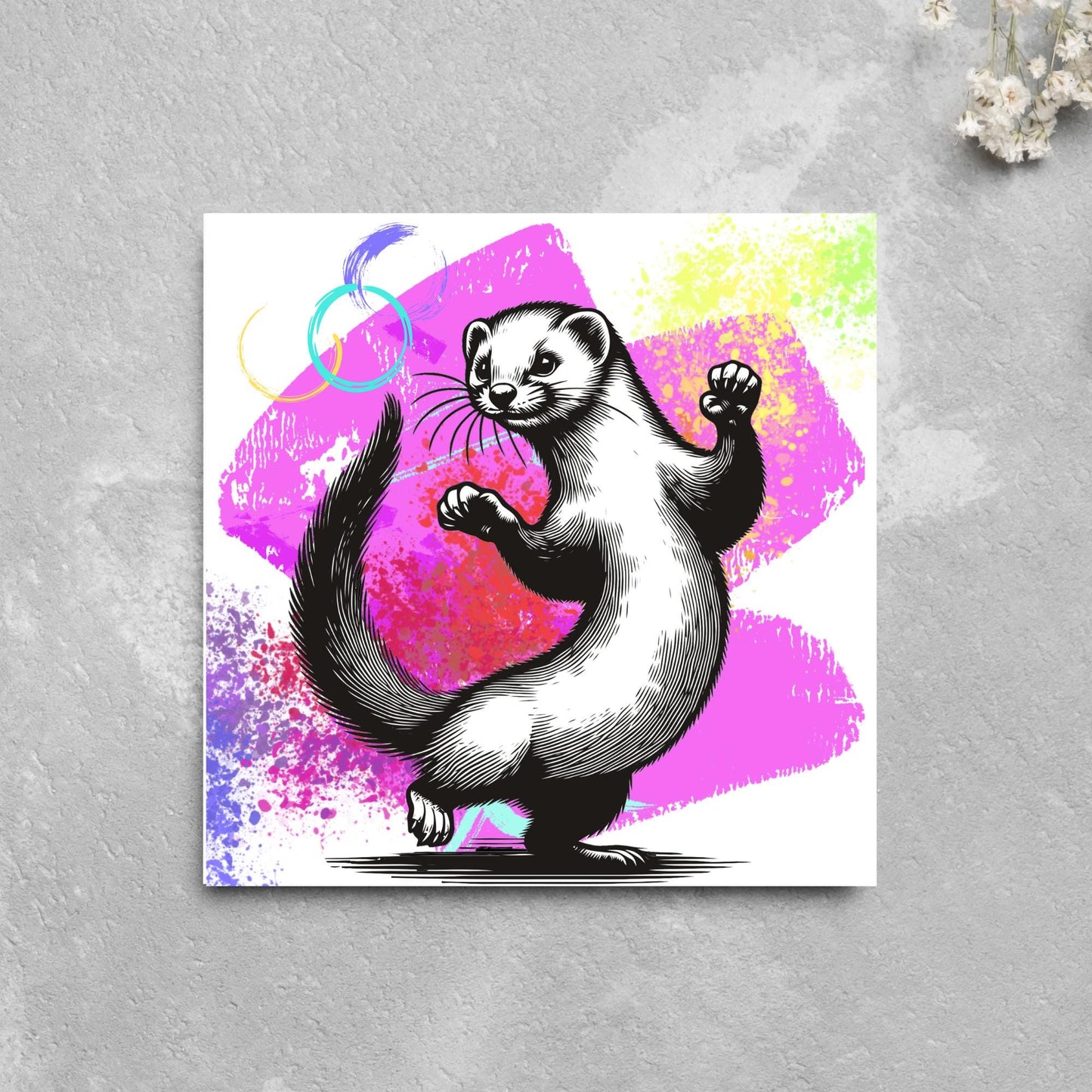 Ferret Birthday Card, Fun Party Card, Ferret Card, Disco Card, Animal Themed Birthday, Weasel Birthday Card, Dancing Ferret, Card for Mum