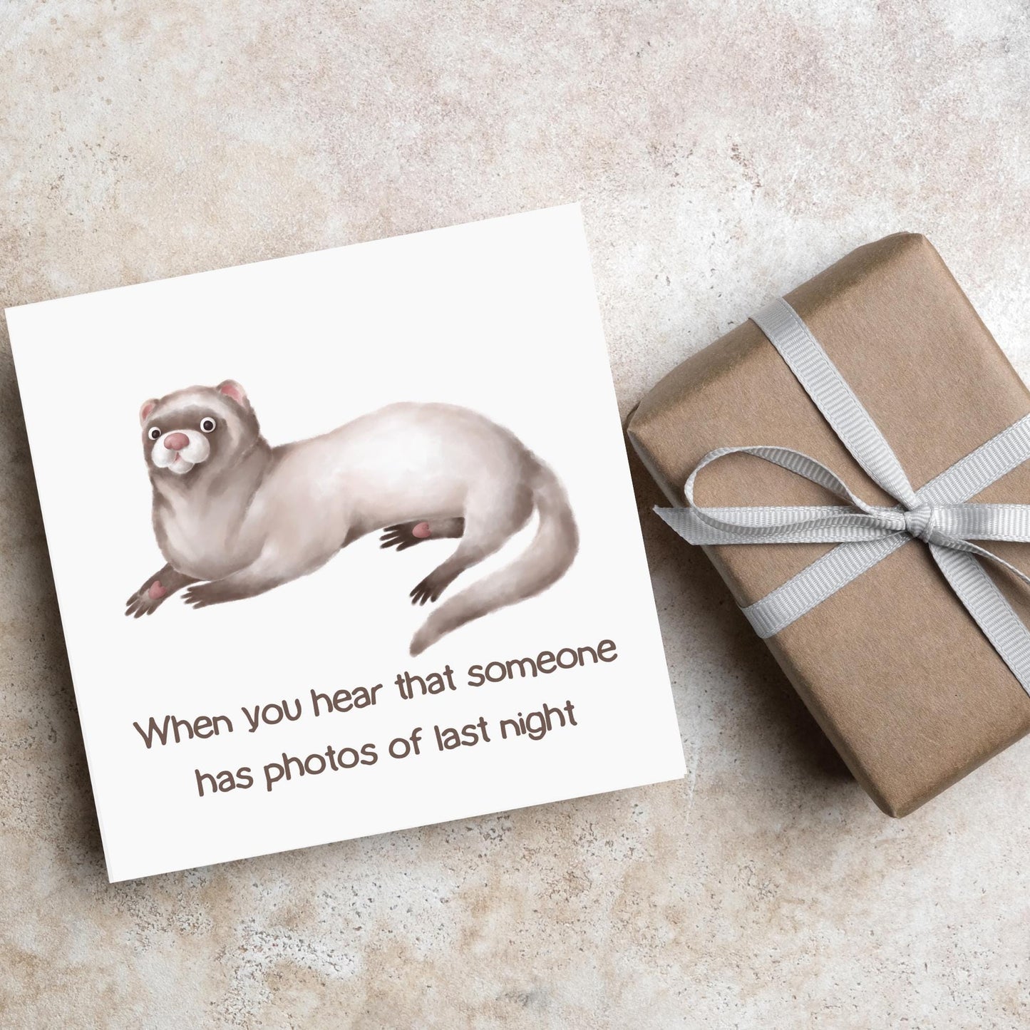 Ferret Birthday Card, Fun Party Card, Ferret Card, Night Out Card, Animal Themed Birthday, Weasel Birthday Card, Funny Ferret, Card for Mum